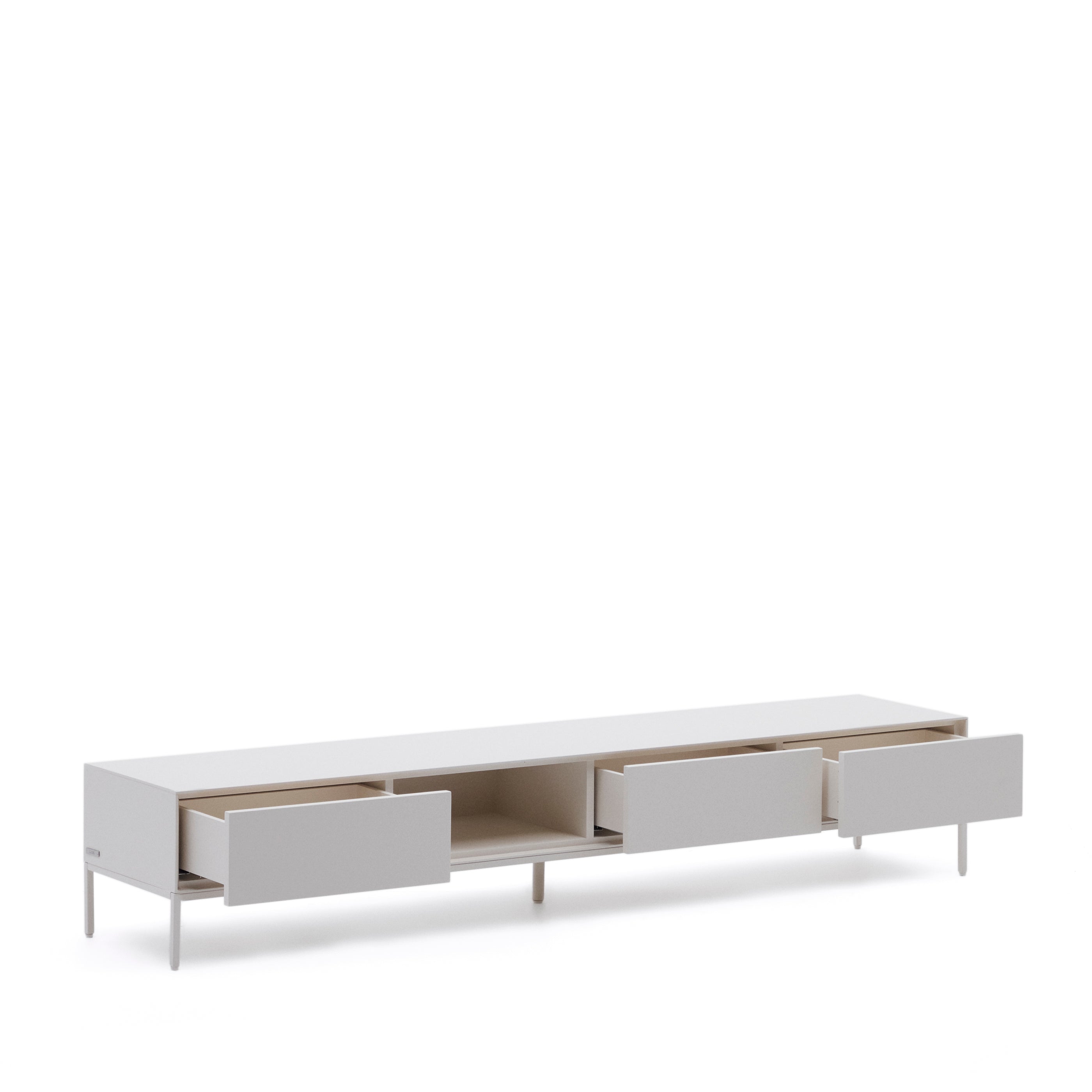 Vedrana TV 3-drawer cabinet white lacquered MDF 195 x 35 cm - Product Image