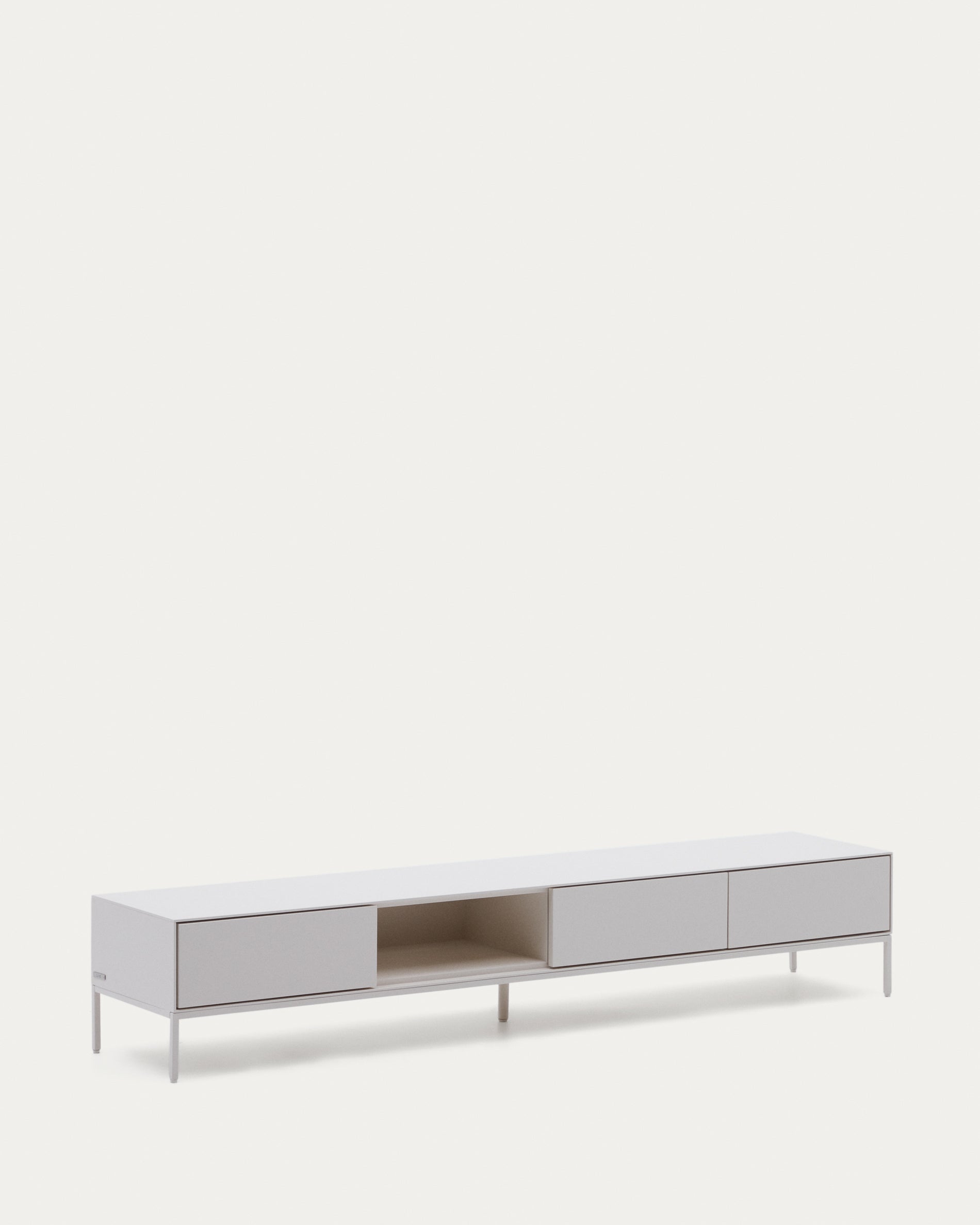 Vedrana TV 3-drawer cabinet white lacquered MDF 195 x 35 cm - Product View