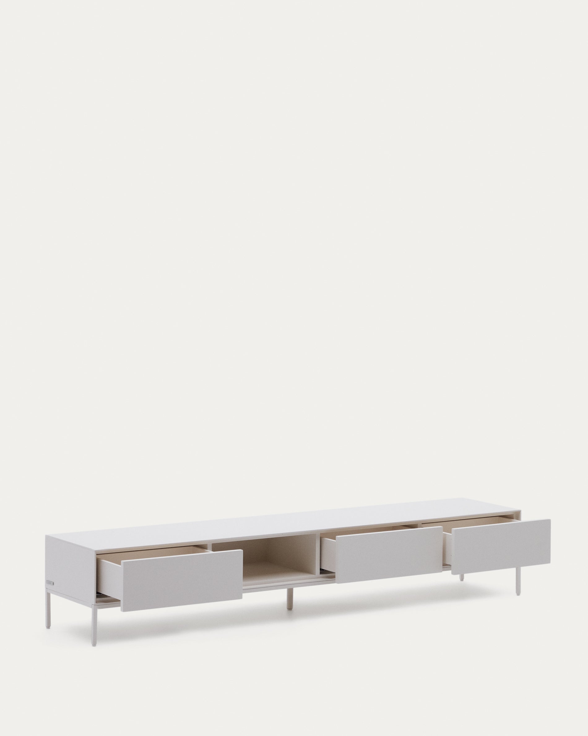 Vedrana TV 3-drawer cabinet white lacquered MDF 195 x 35 cm - Product View