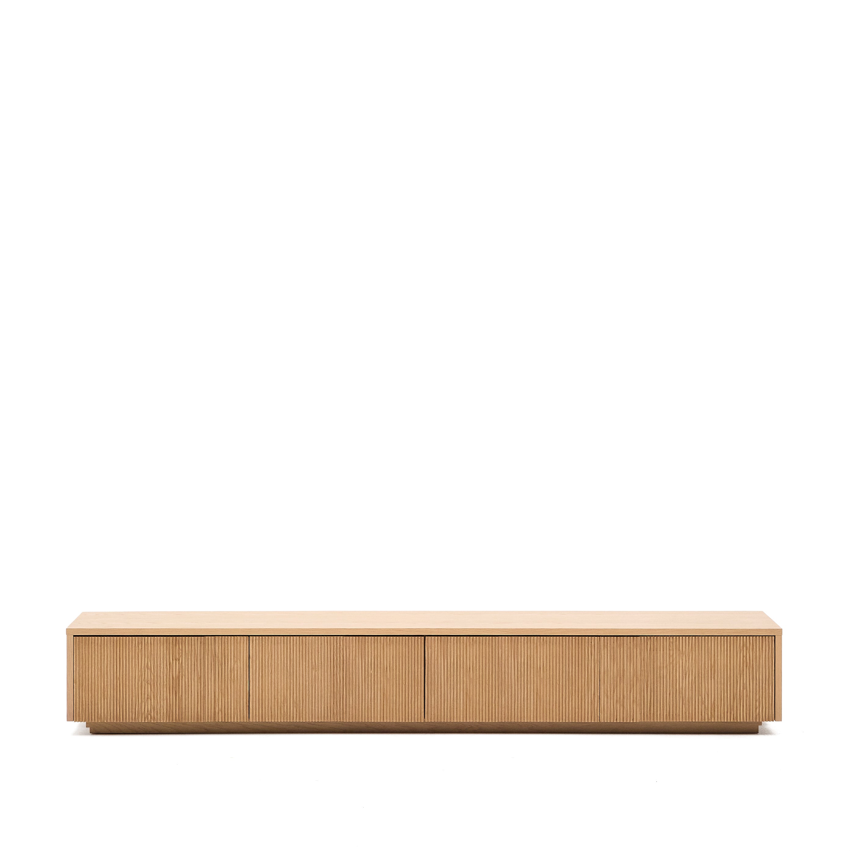 Helvine TV stand with 4 drawers in oak veneer, 200 x 30 cm FSC 100% - Product Image