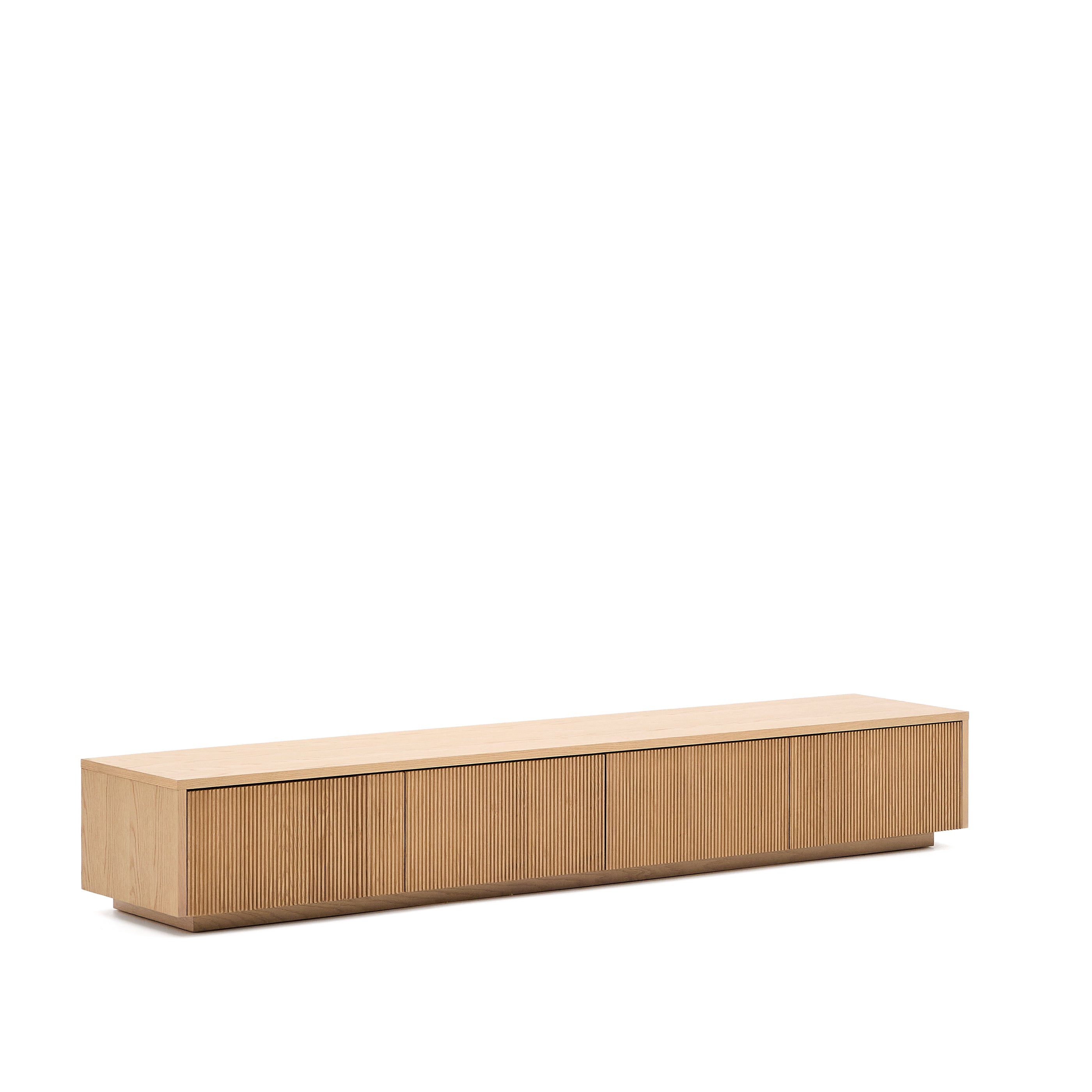 Helvine TV stand with 4 drawers in oak veneer, 200 x 30 cm FSC 100% - Product Image