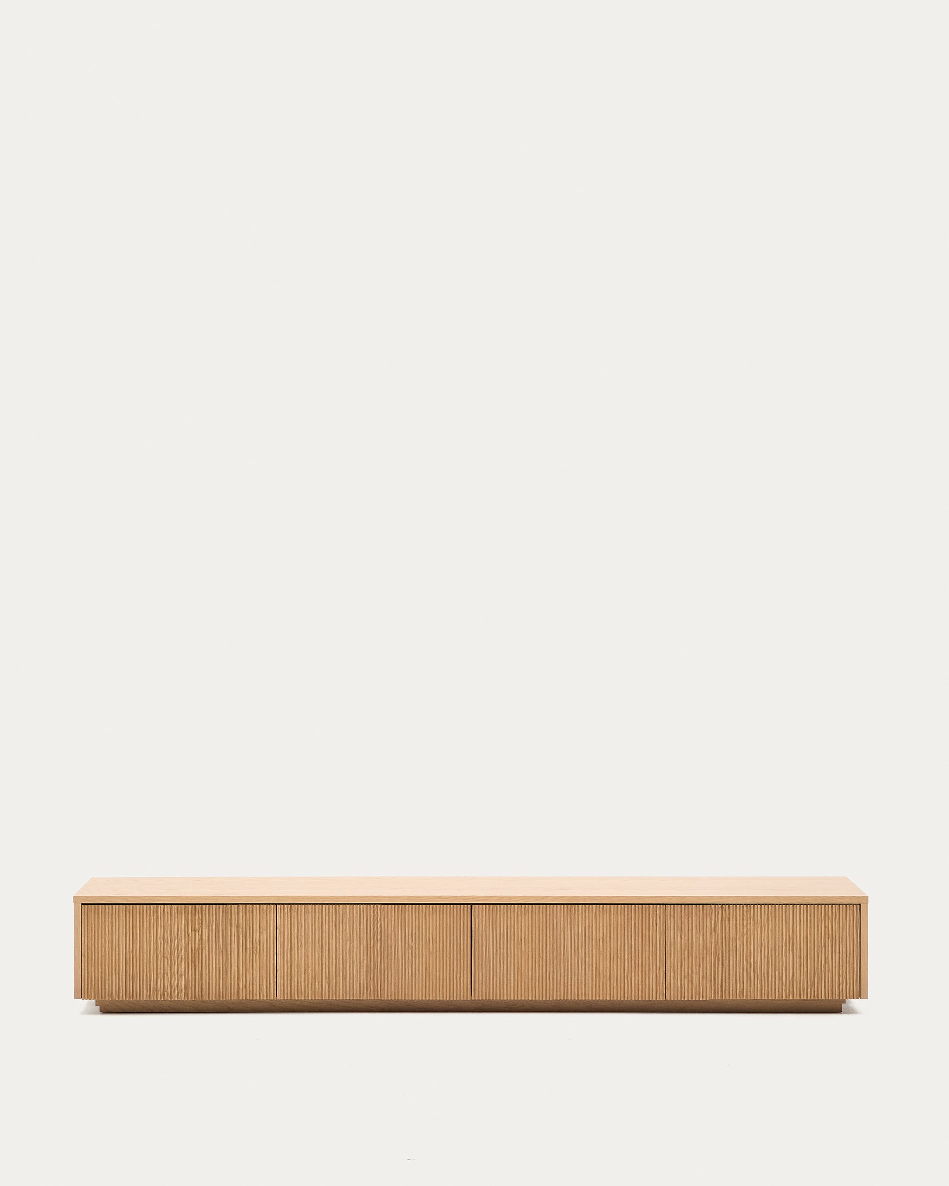 Helvine TV stand with 4 drawers in oak veneer, 200 x 30 cm FSC 100% - Product View