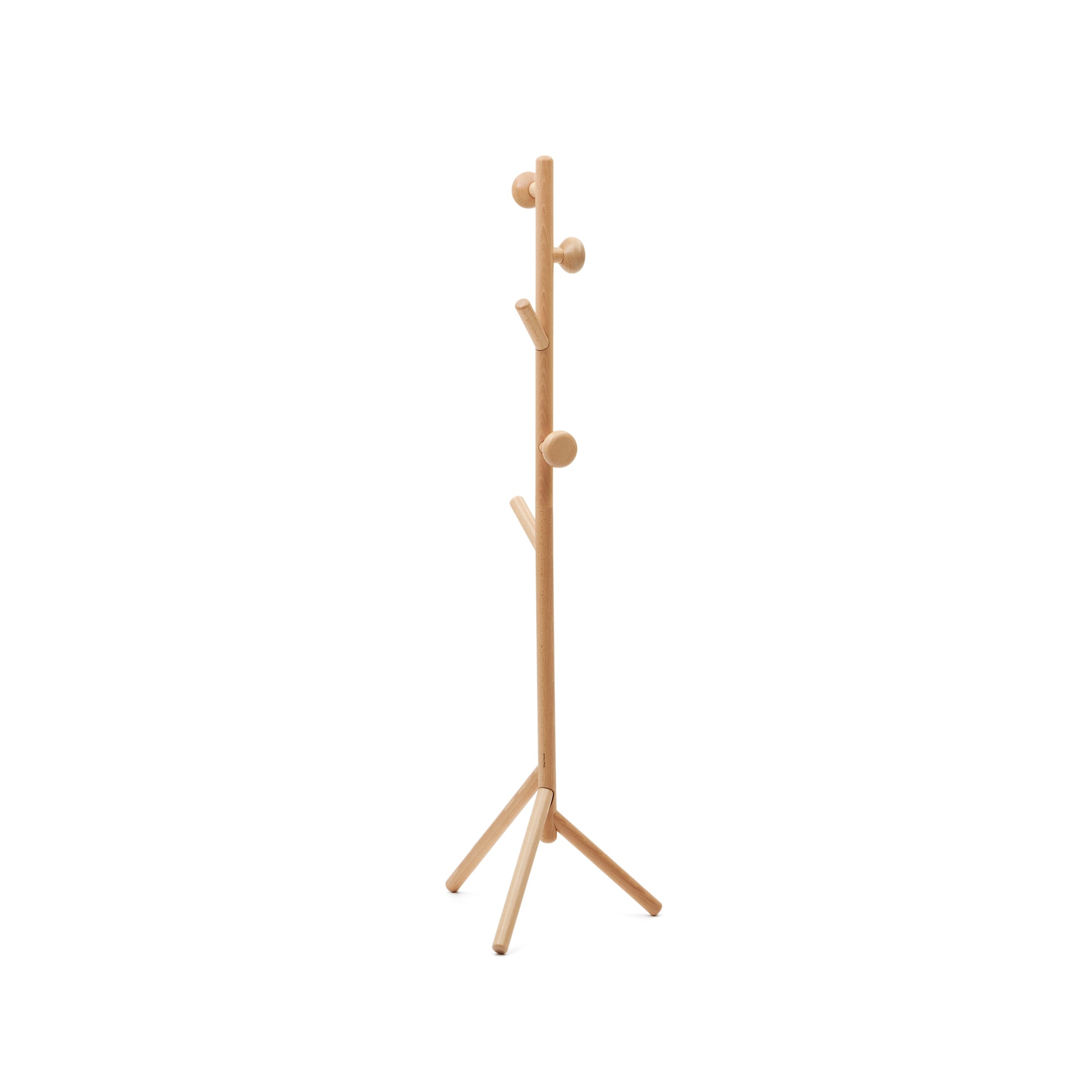 Nadue coat rack in solid beech wood with natural finish 163 cm - Product Image