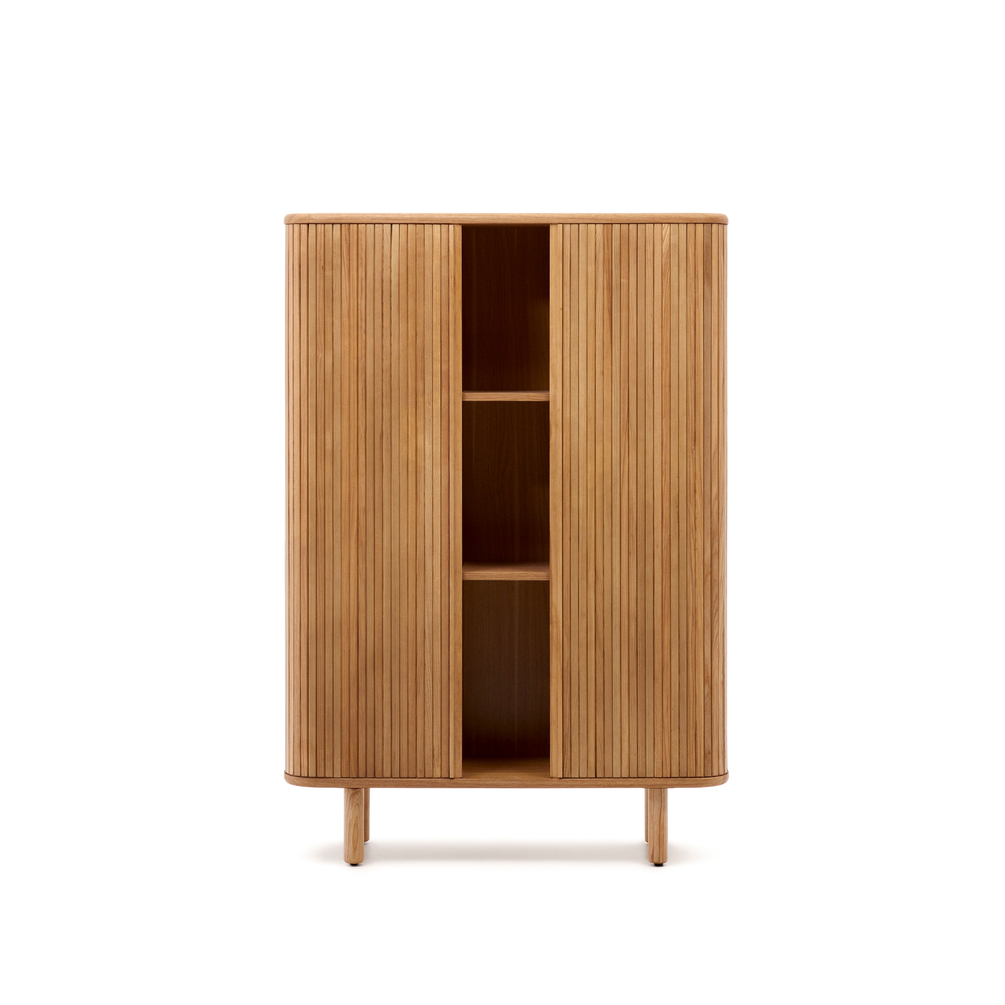 Mailen 2 door highboard in ash veneer with a natural finish 110 x 160 cm - Product Image
