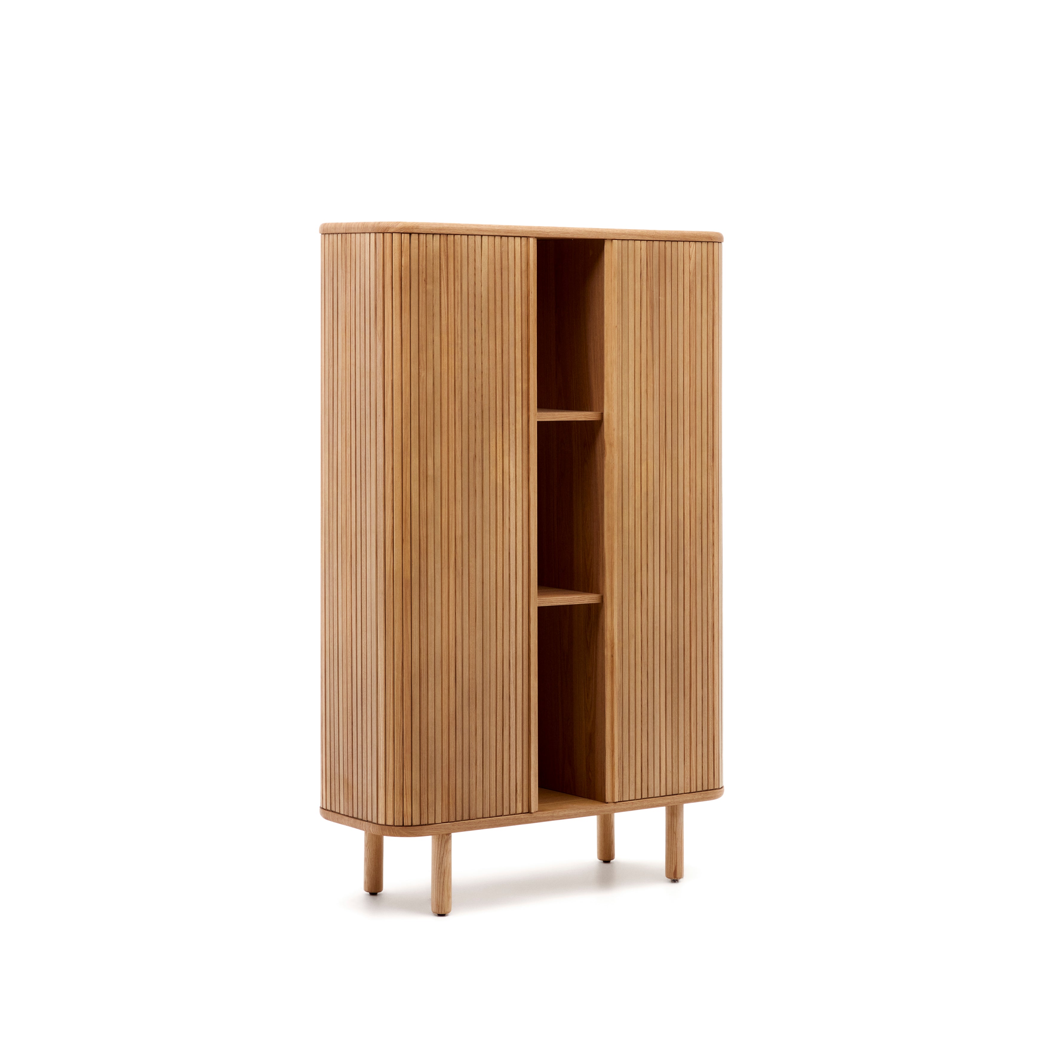 Mailen 2 door highboard in ash veneer with a natural finish 110 x 160 cm - Product Image