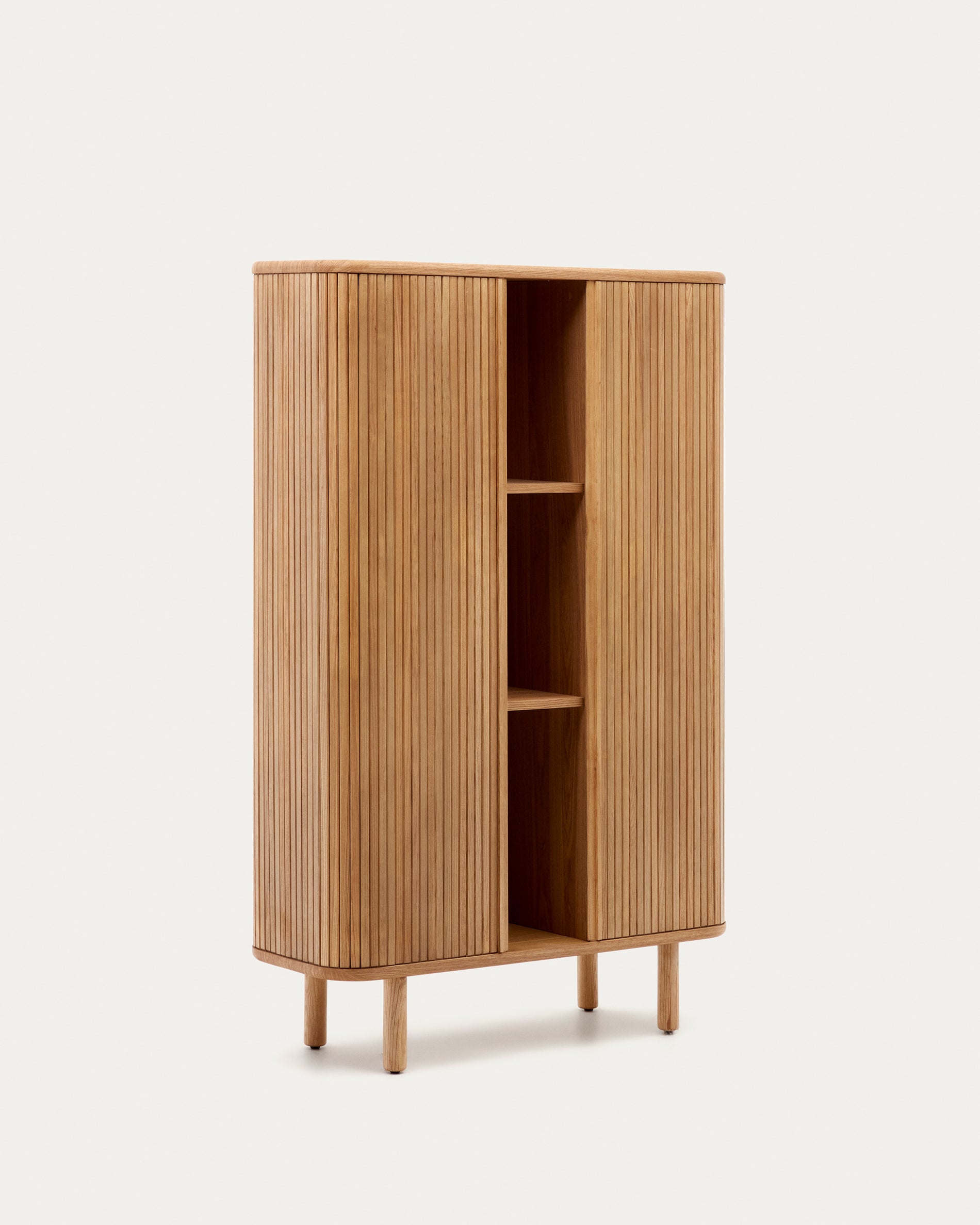 Mailen 2 door highboard in ash veneer with a natural finish 110 x 160 cm - Product View
