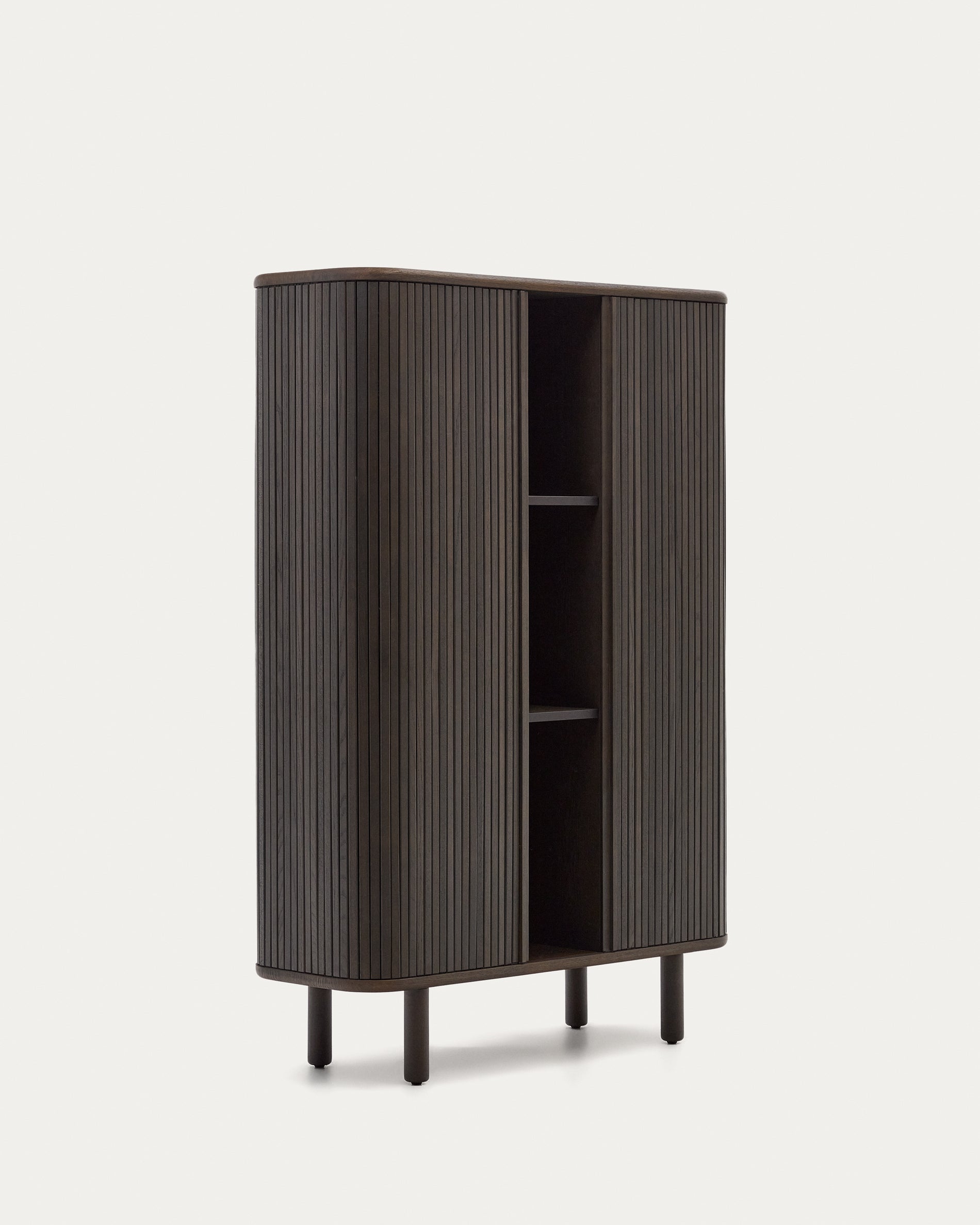 Mailen 2 door highboard in ash veneer with a dark finish 110 x 160 cm - Product View