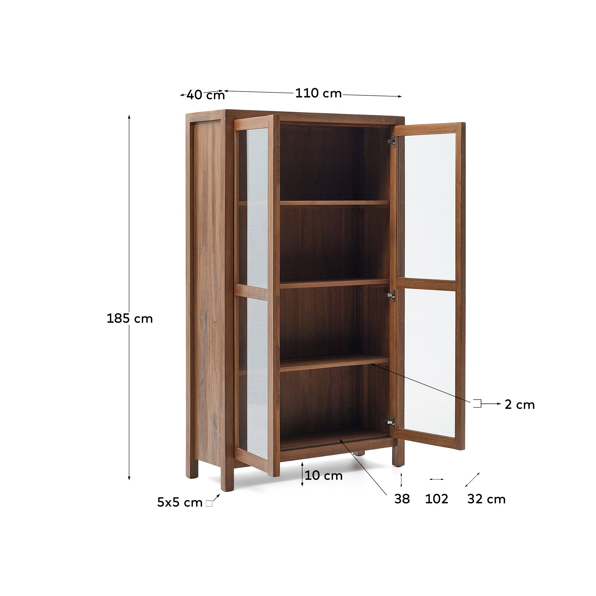 Sashi cabinet made in solid teak wood 110 x 185 cm - Measurements