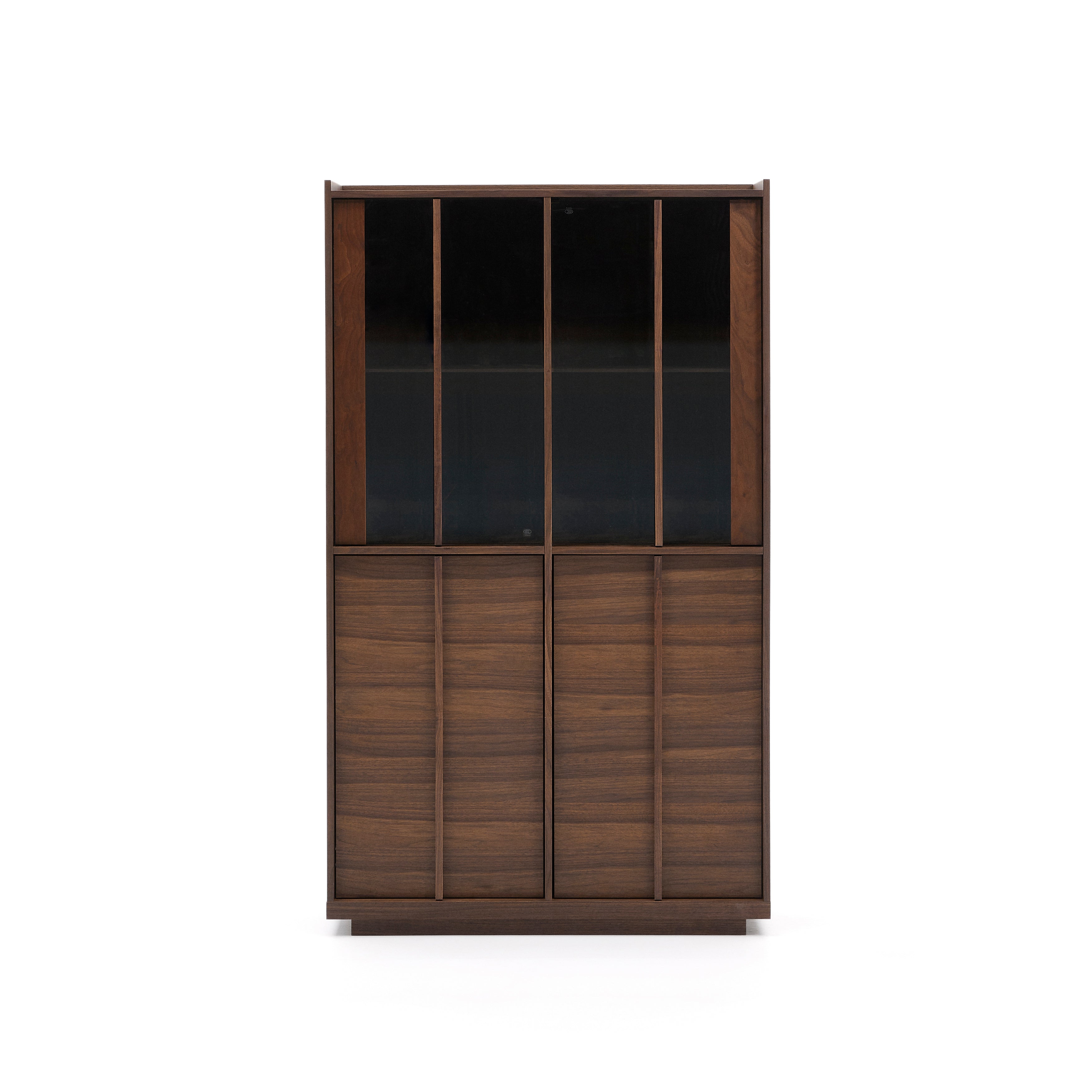 Onix display cabinet solid walnut and walnut veneer dark finish 101 x 170 cm FSC Mix Credit - Product Image