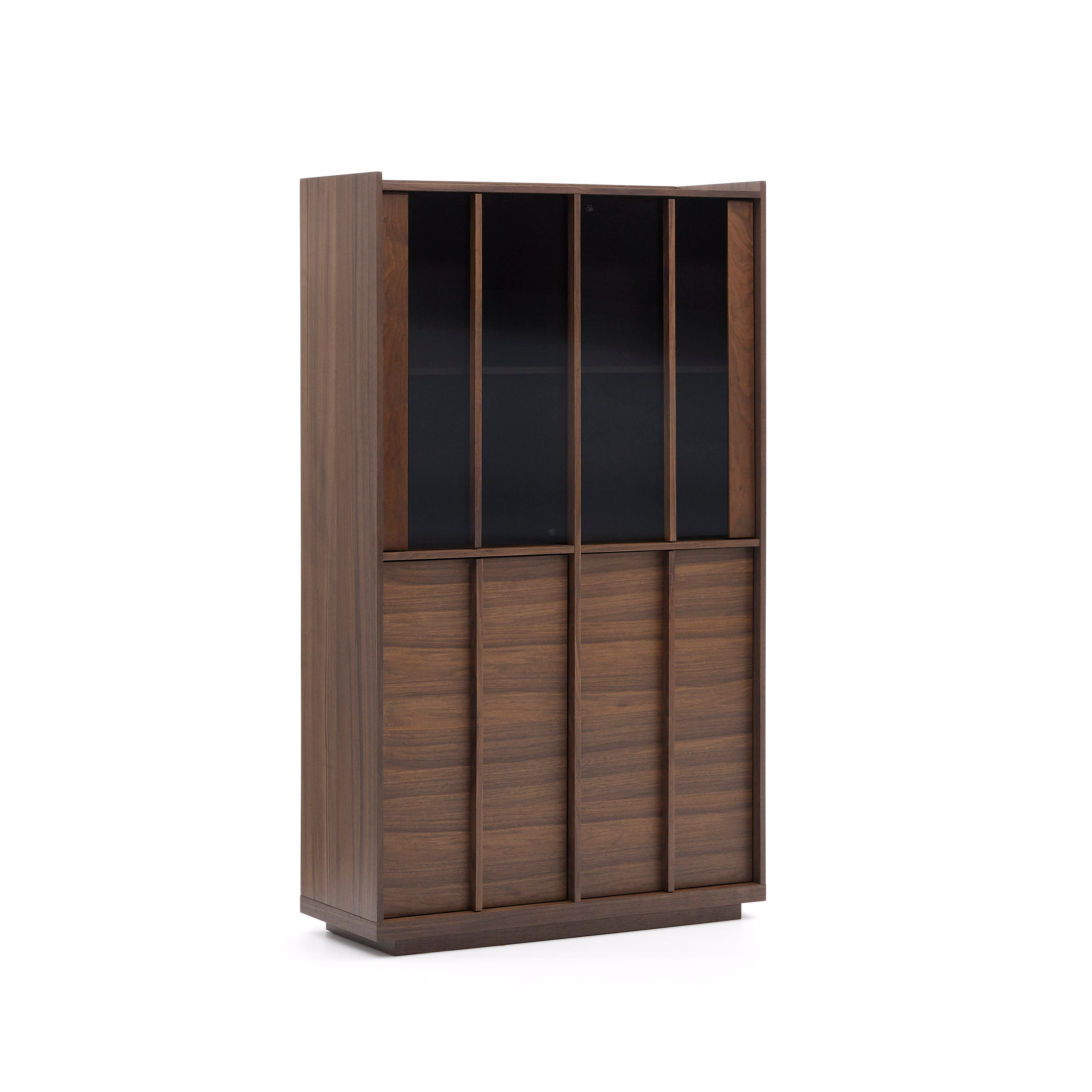 Onix display cabinet, made of solid walnut, with walnut veneer, dark finish, 101 x 170 cm