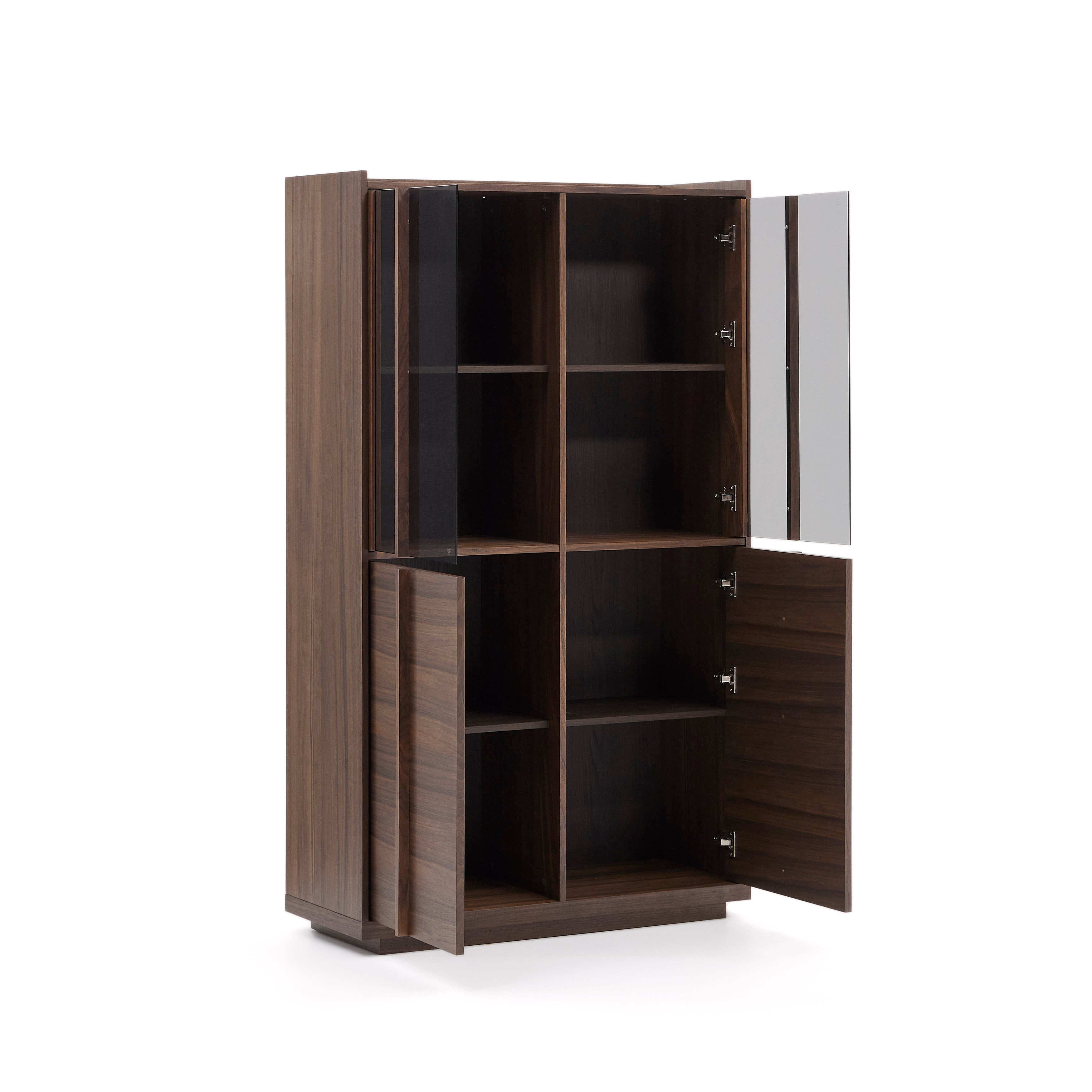 Onix display cabinet, made of solid walnut, with walnut veneer, dark finish, 101 x 170 cm