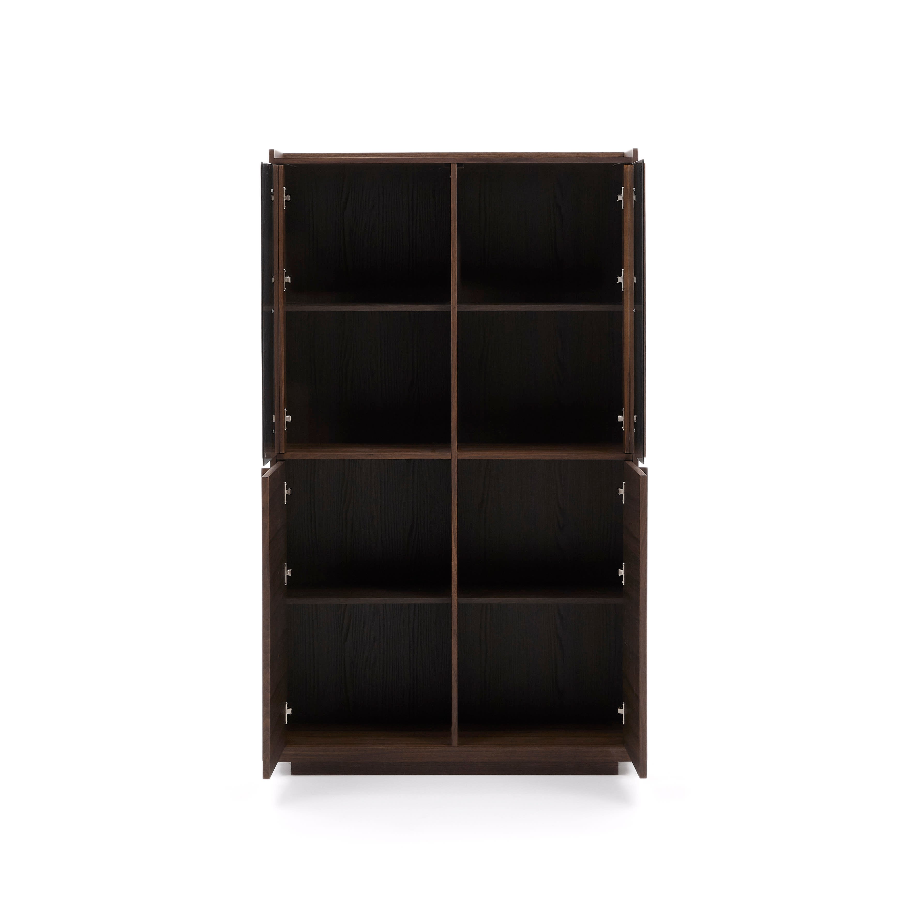 Onix display cabinet, made of solid walnut, with walnut veneer, dark finish, 101 x 170 cm