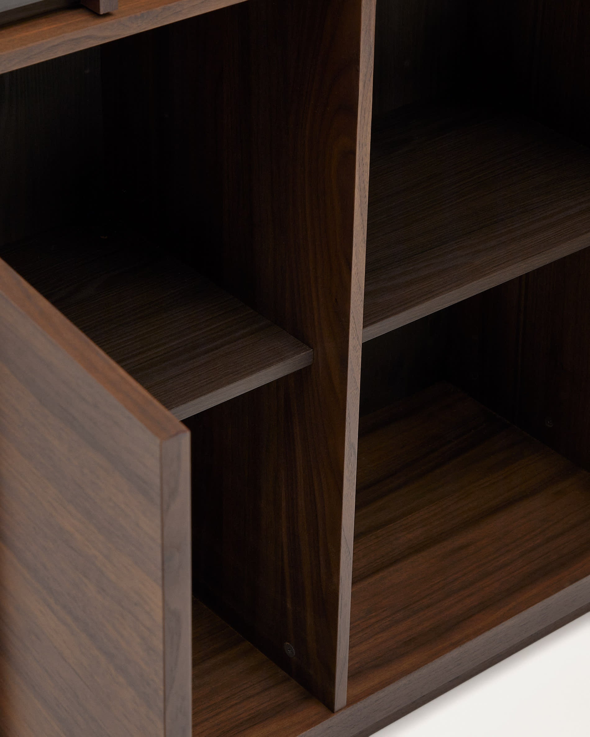 Onix display cabinet, made of solid walnut, with walnut veneer, dark finish, 101 x 170 cm