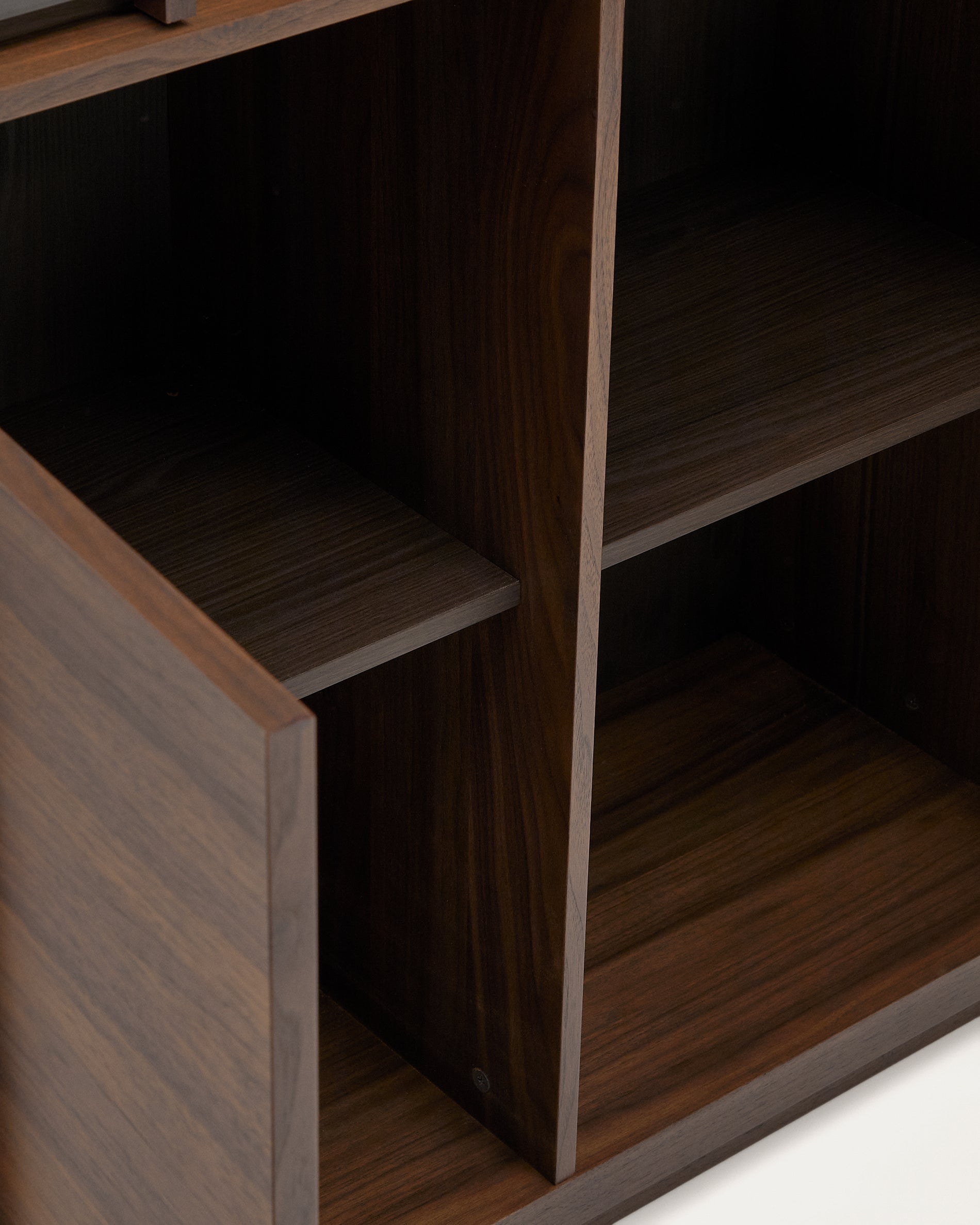 Onix display cabinet solid walnut and walnut veneer dark finish 101 x 170 cm FSC Mix Credit - Detail