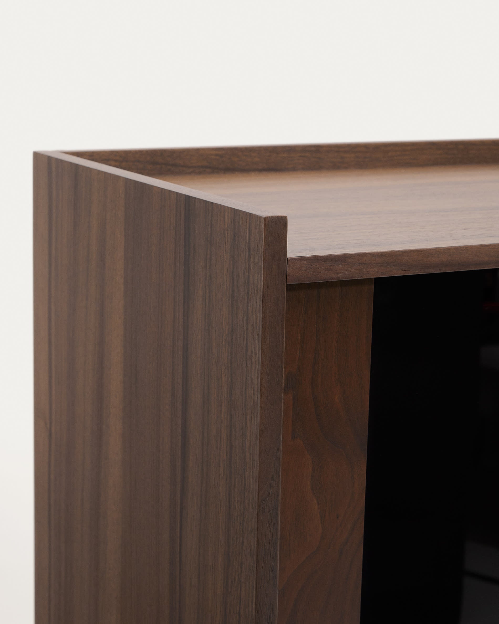 Onix display cabinet, made of solid walnut, with walnut veneer, dark finish, 101 x 170 cm