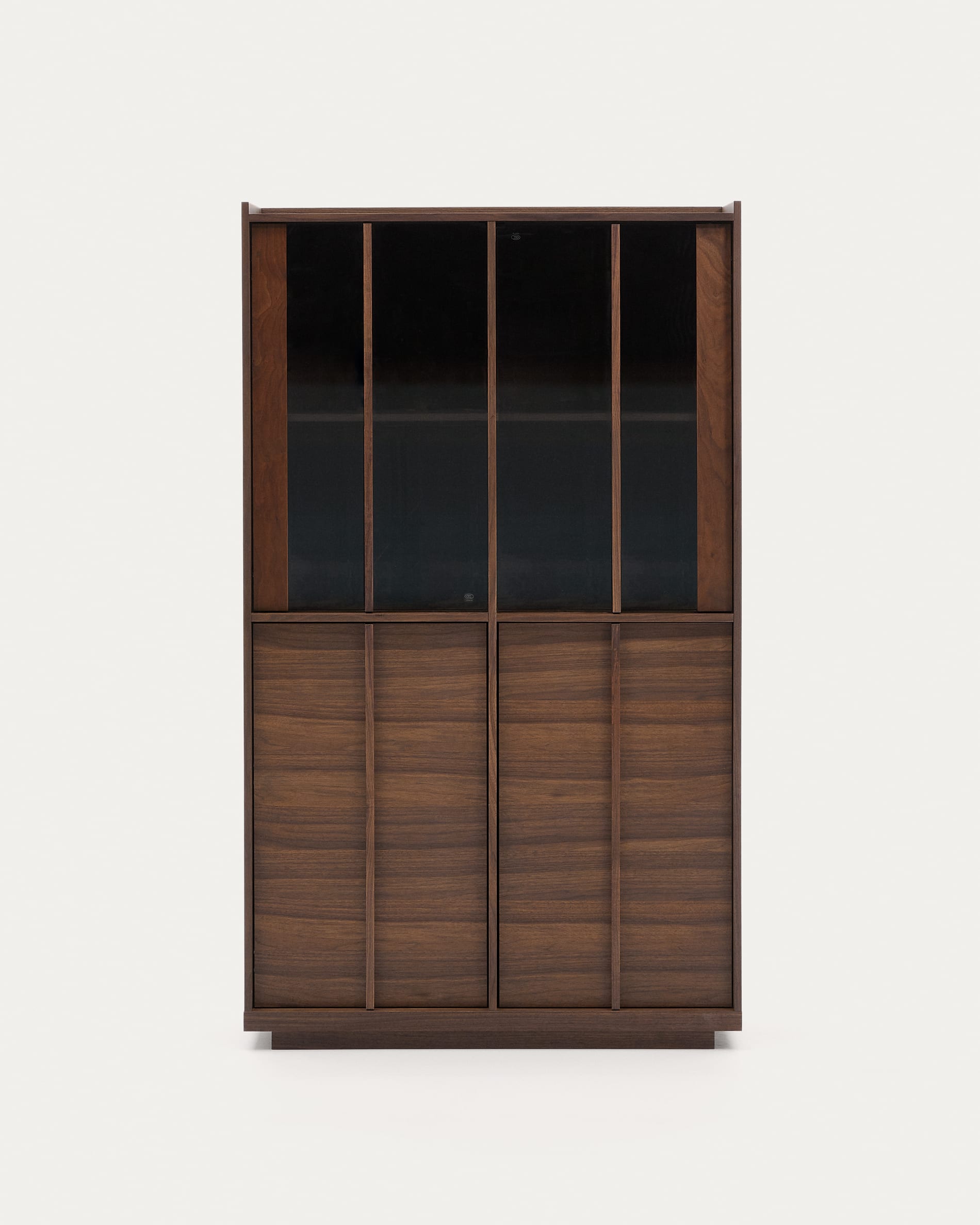 Onix display cabinet, made of solid walnut, with walnut veneer, dark finish, 101 x 170 cm