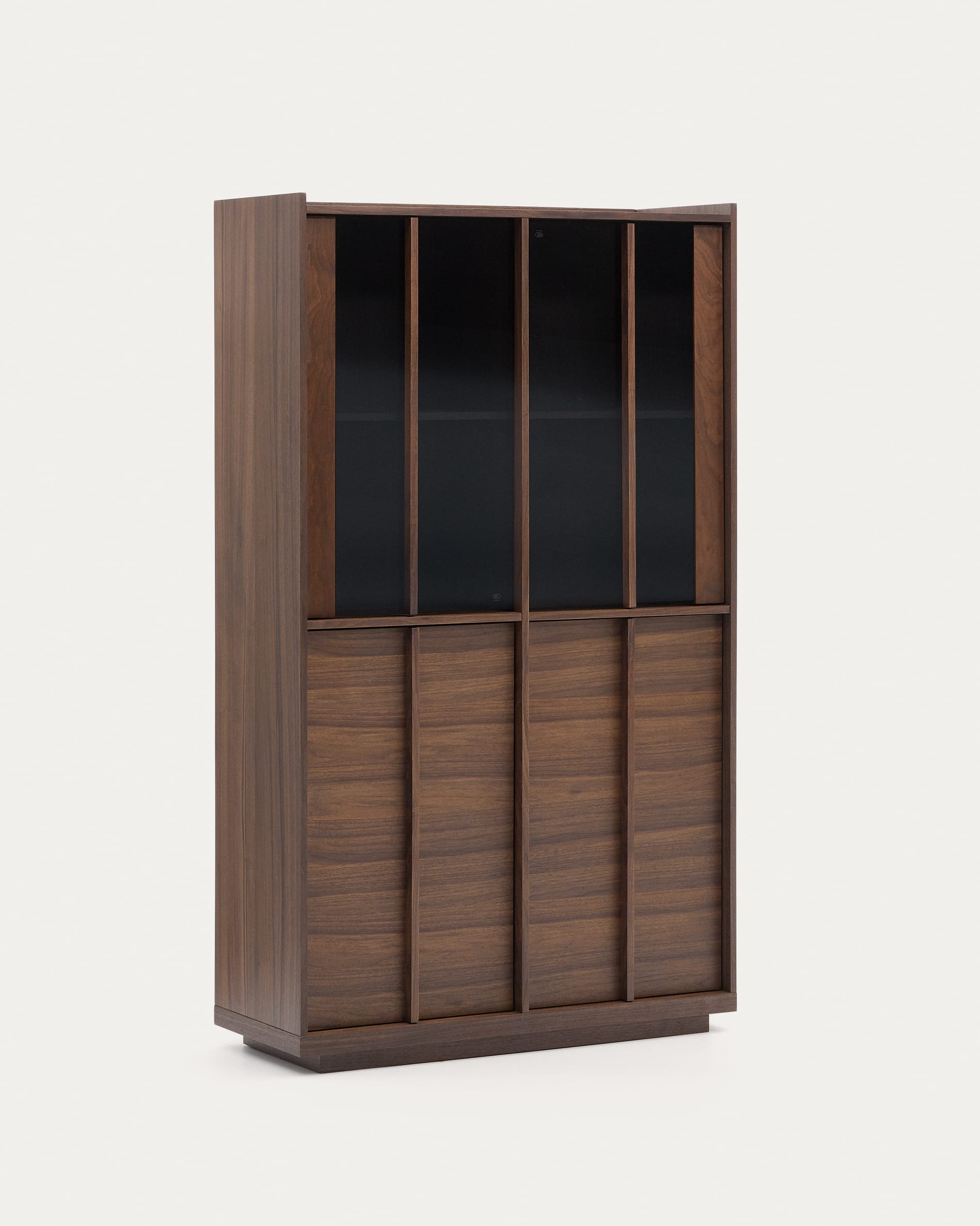 Onix display cabinet, made of solid walnut, with walnut veneer, dark finish, 101 x 170 cm