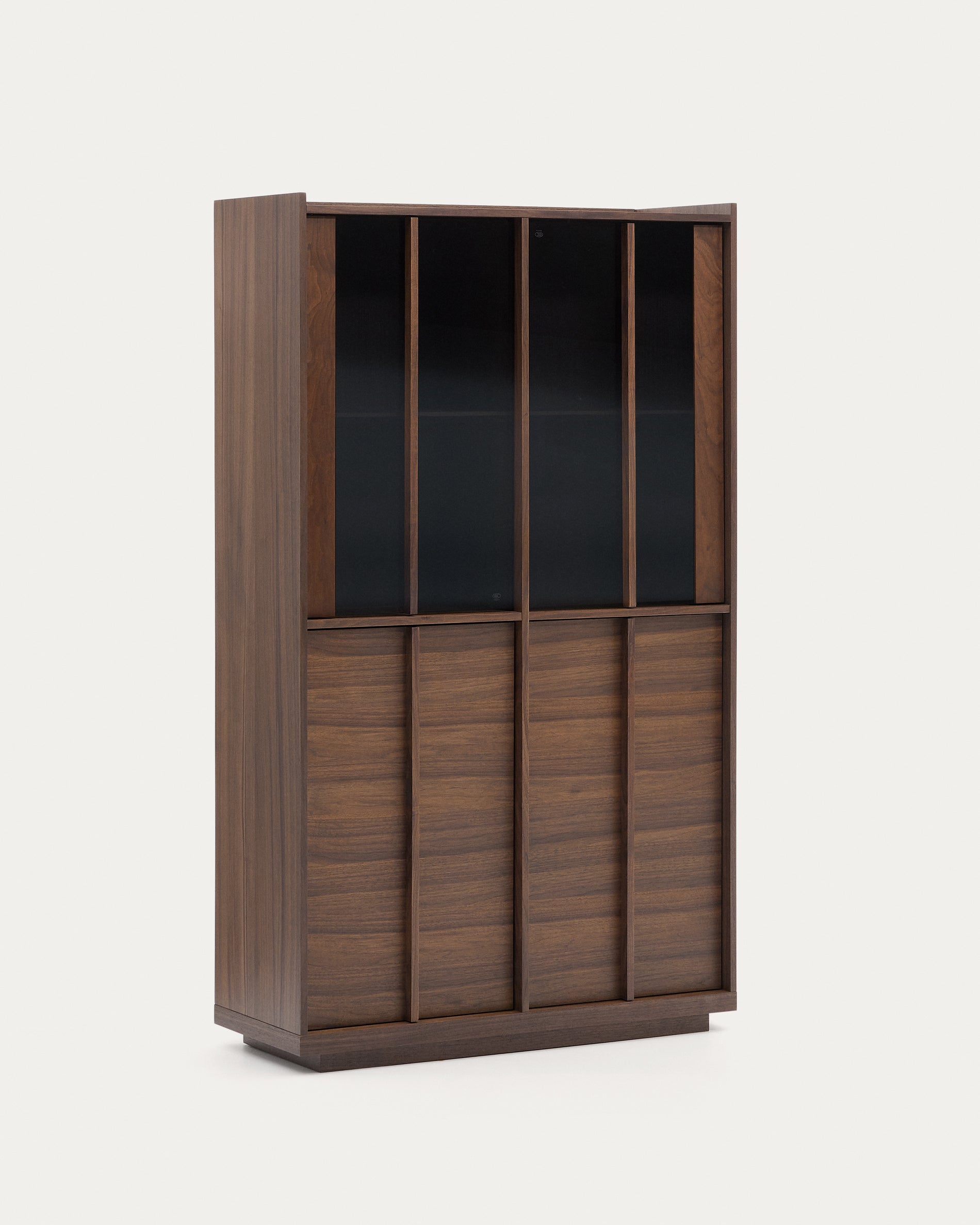 Onix display cabinet solid walnut and walnut veneer dark finish 101 x 170 cm FSC Mix Credit - Product View