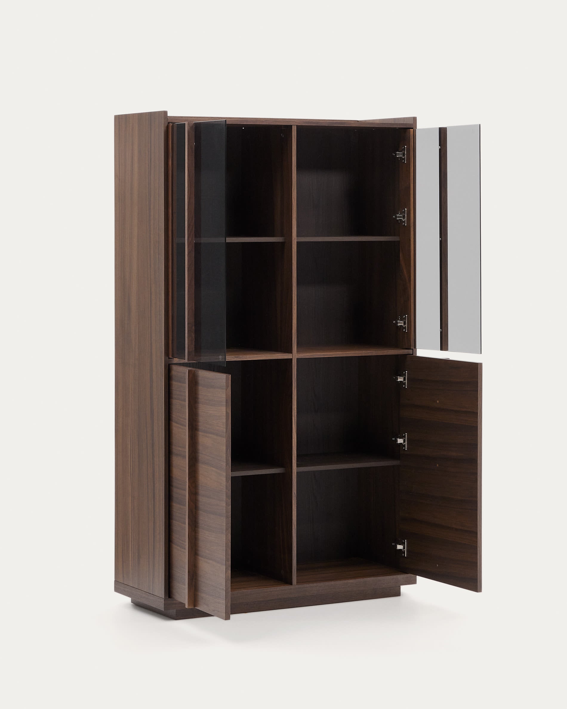 Onix display cabinet, made of solid walnut, with walnut veneer, dark finish, 101 x 170 cm