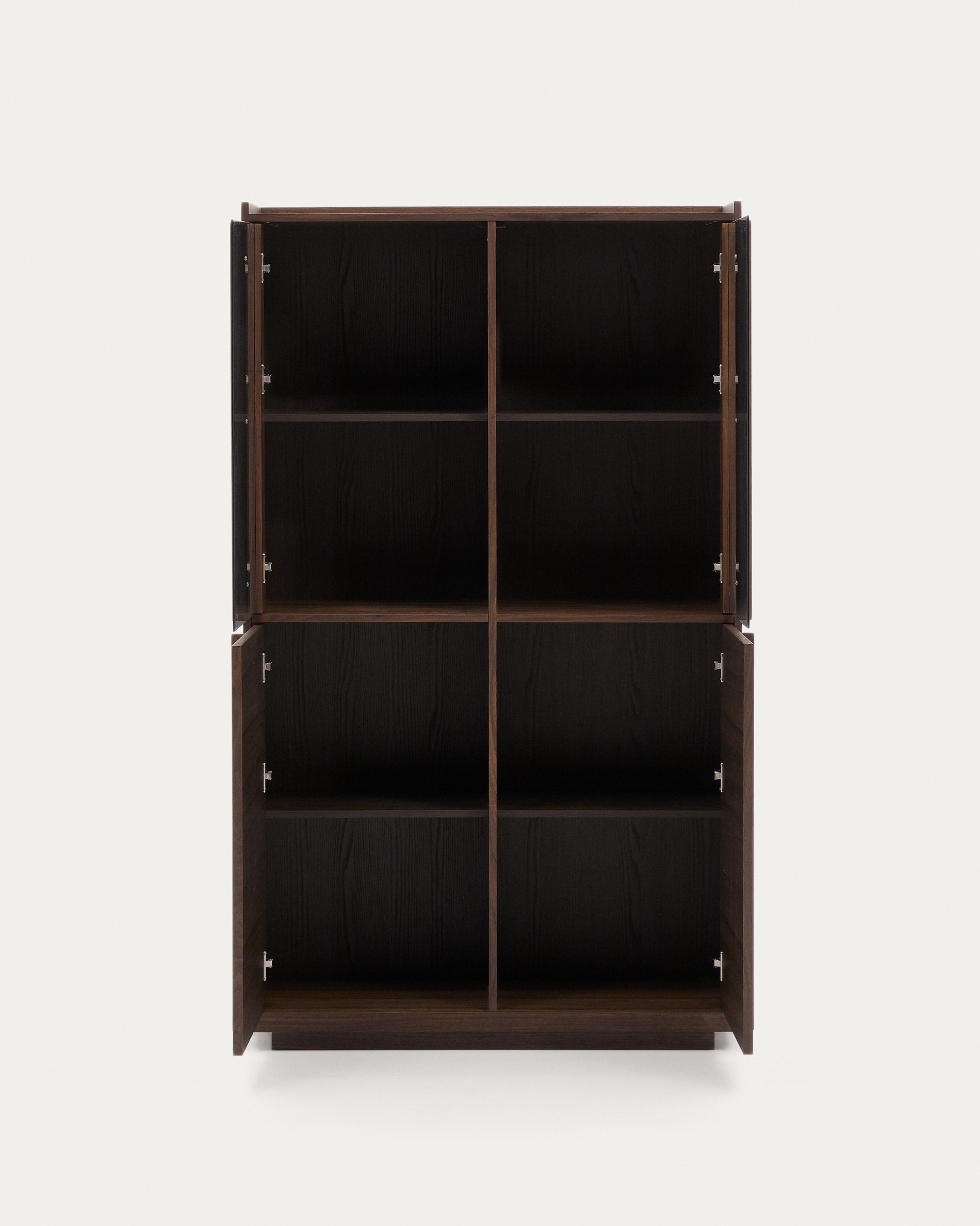 Onix display cabinet, made of solid walnut, with walnut veneer, dark finish, 101 x 170 cm