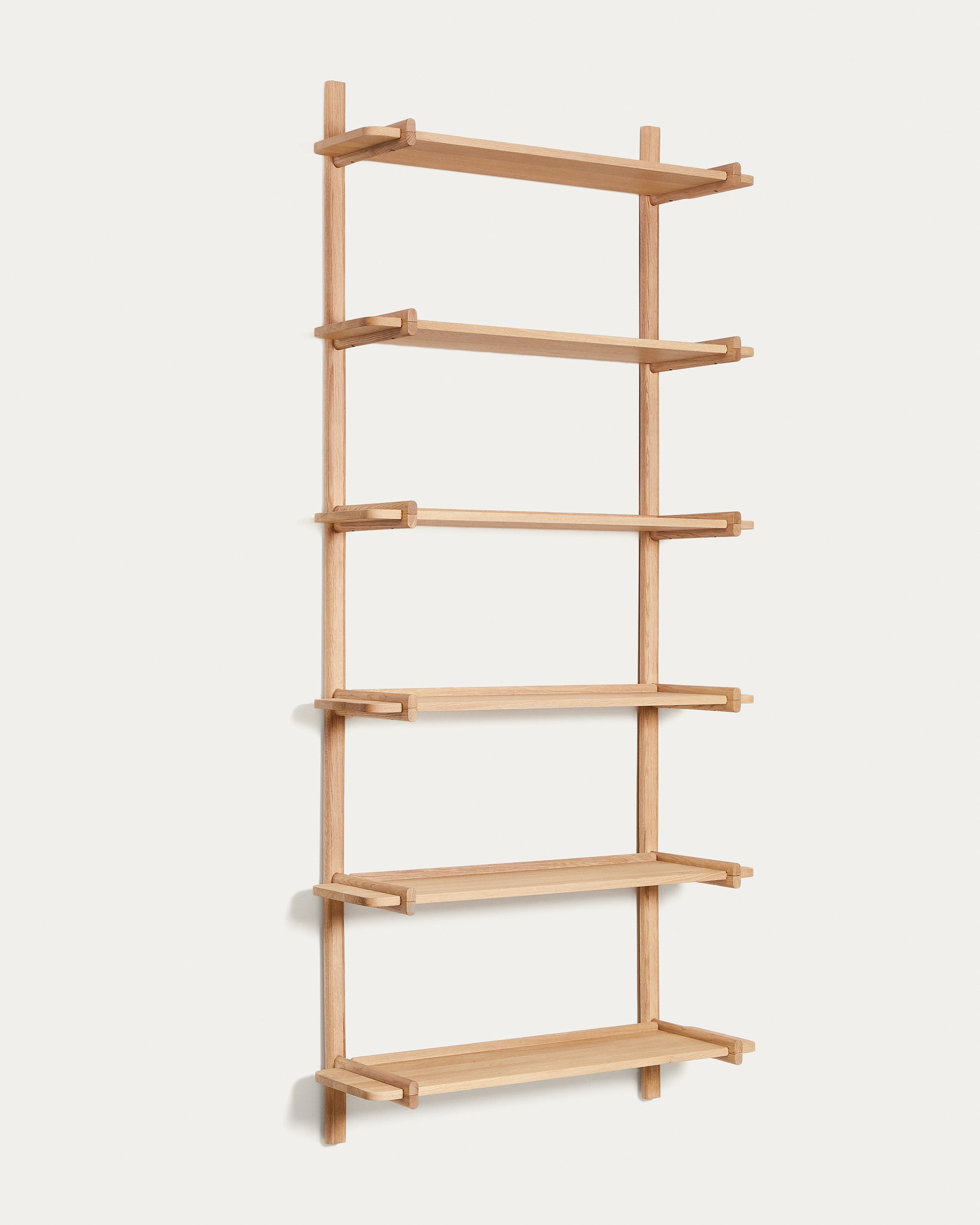 Sitra modular shelf, 6 solid oak wood shelves in a natural finish, 90 cm, FSC Mix Credit - Product View