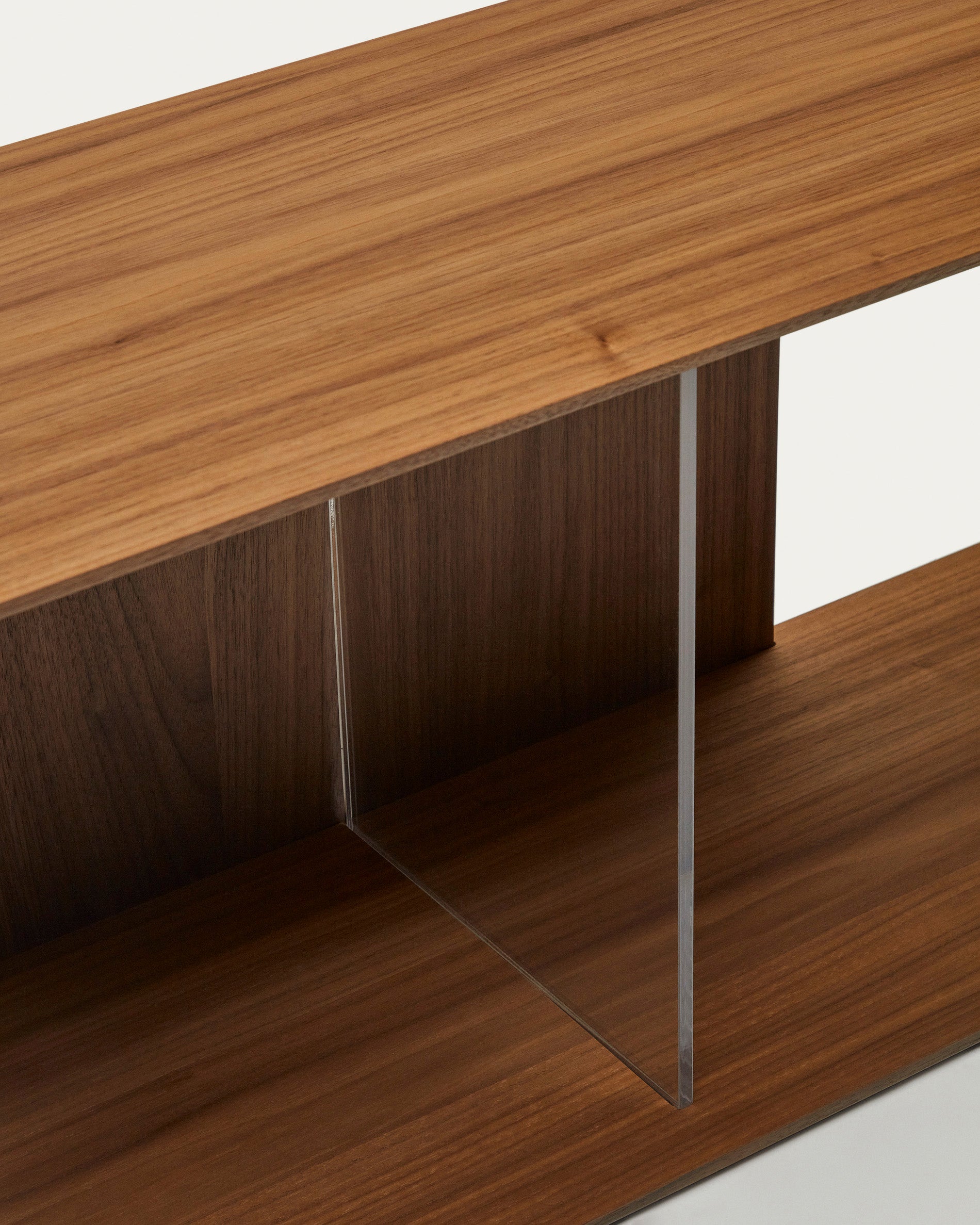 Litto set of 6 modular shelving units in walnut wood veneer, 168 x 114 cm - Detail