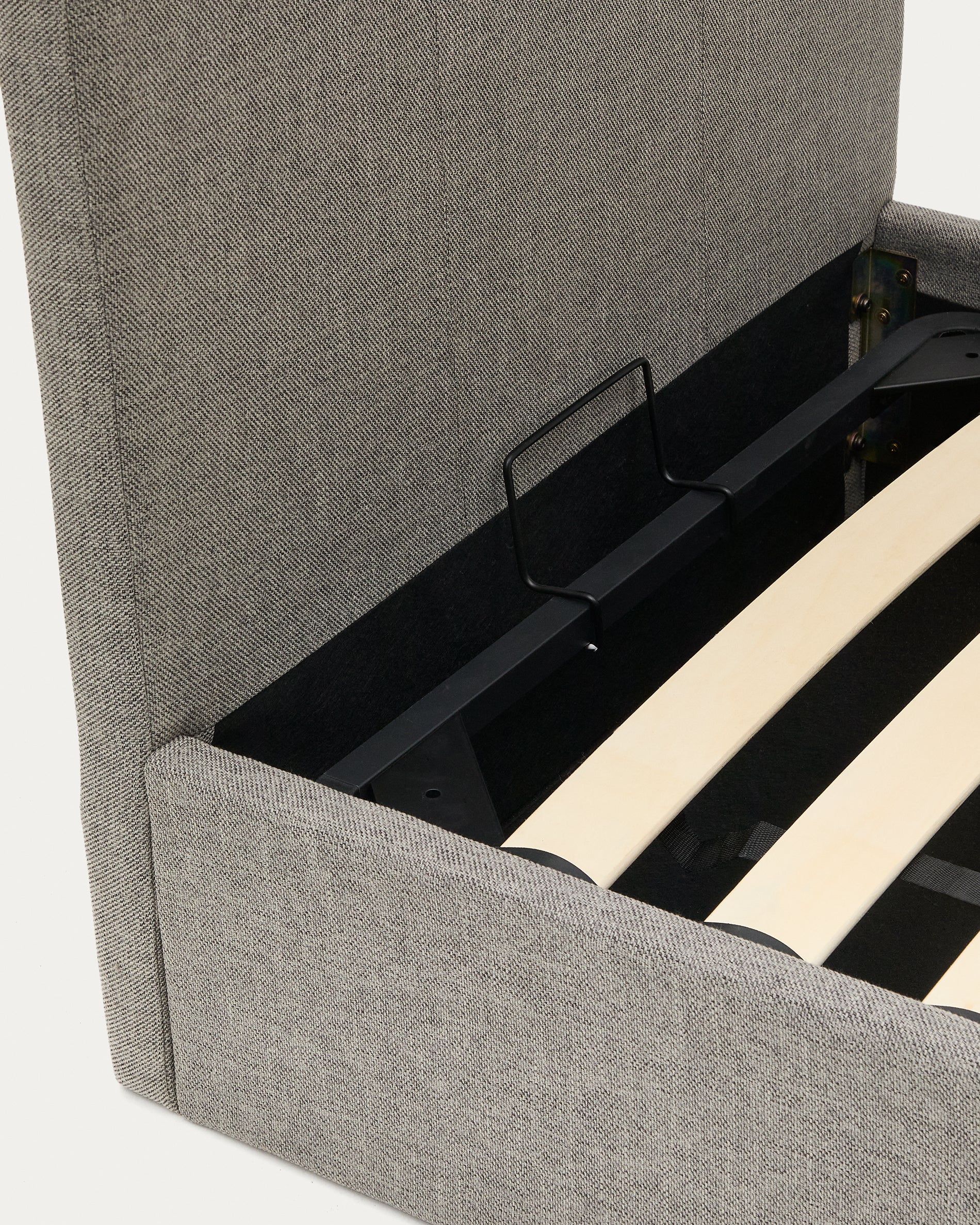 Nahiri upholstered grey ottoman bed for a 90 x 200 cm mattress - Detail