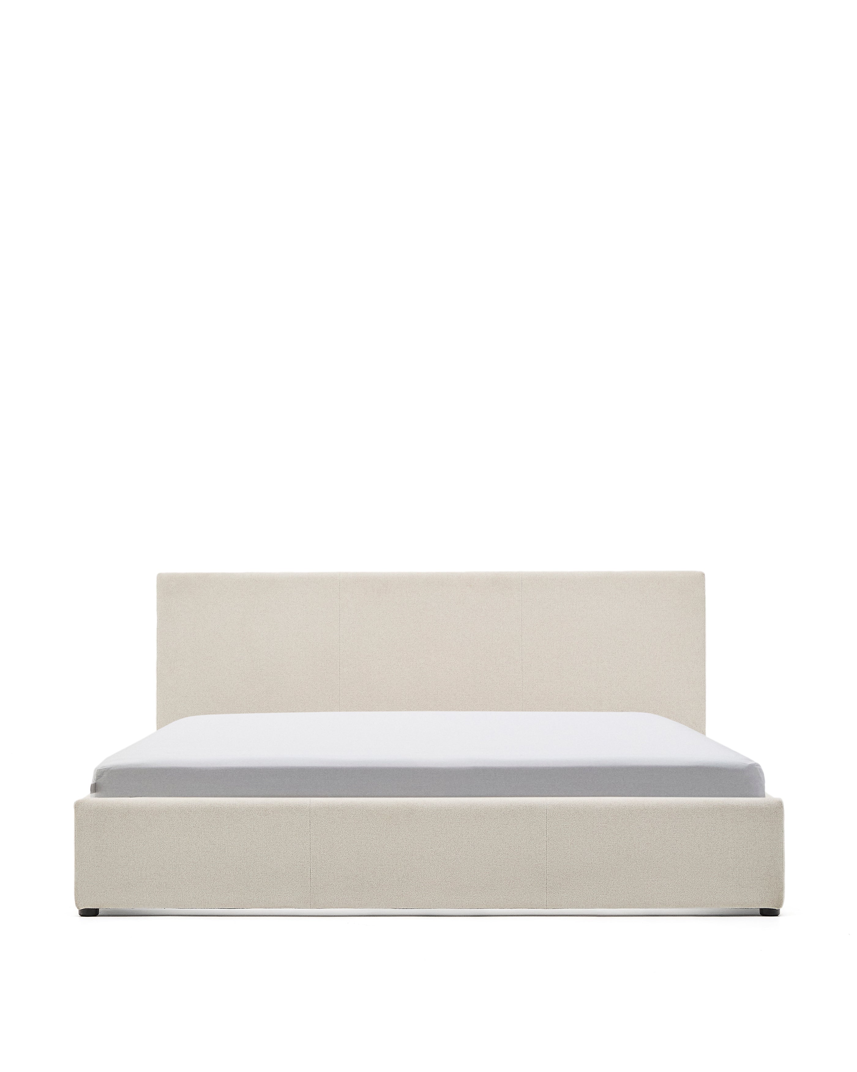 Nahiri beige chenille bed with storage base for 180 x 200cm mattress - Product Image