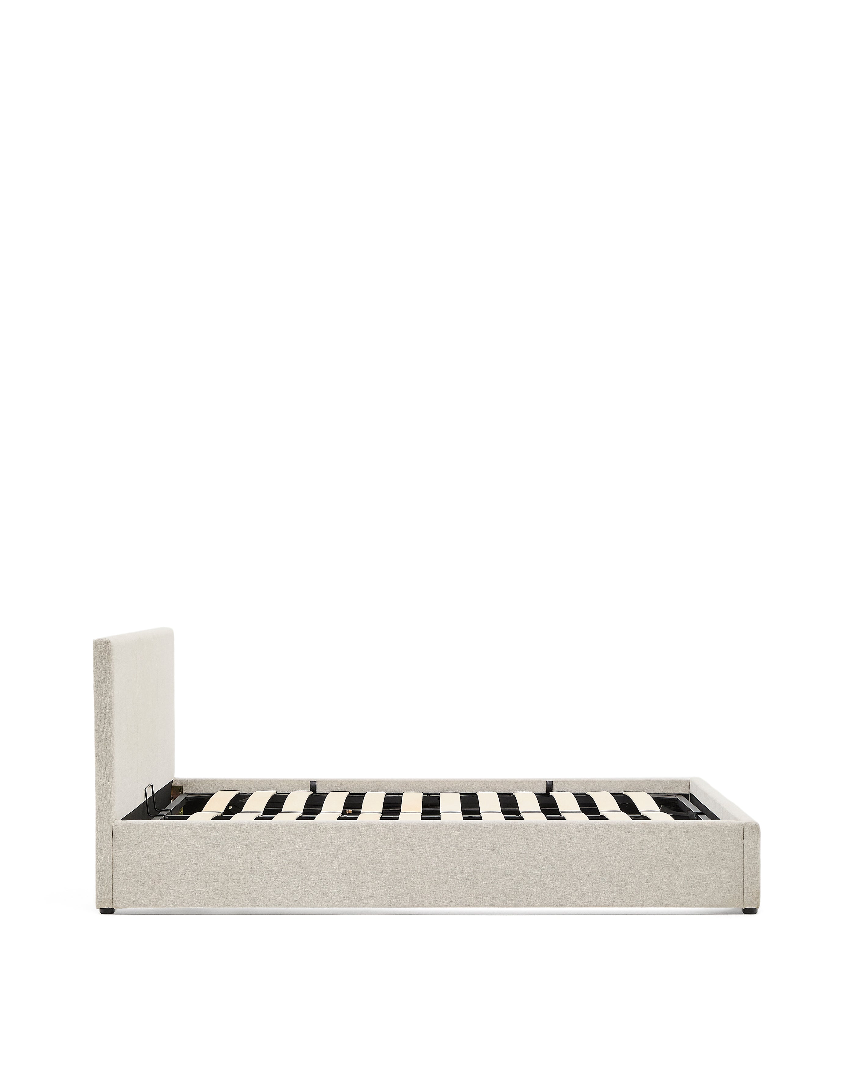 Nahiri beige chenille bed with storage base for 180 x 200cm mattress - Product Image