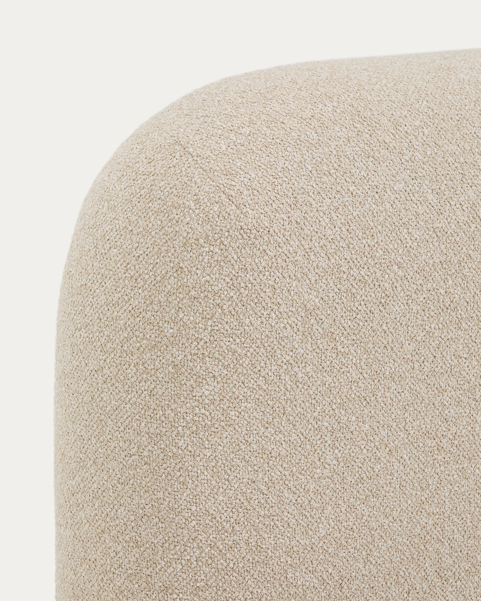 Odina ecru bouclé bed with removable cover and solid ash wood legs with walnut finish for 160 x 200cm mattress - Detail