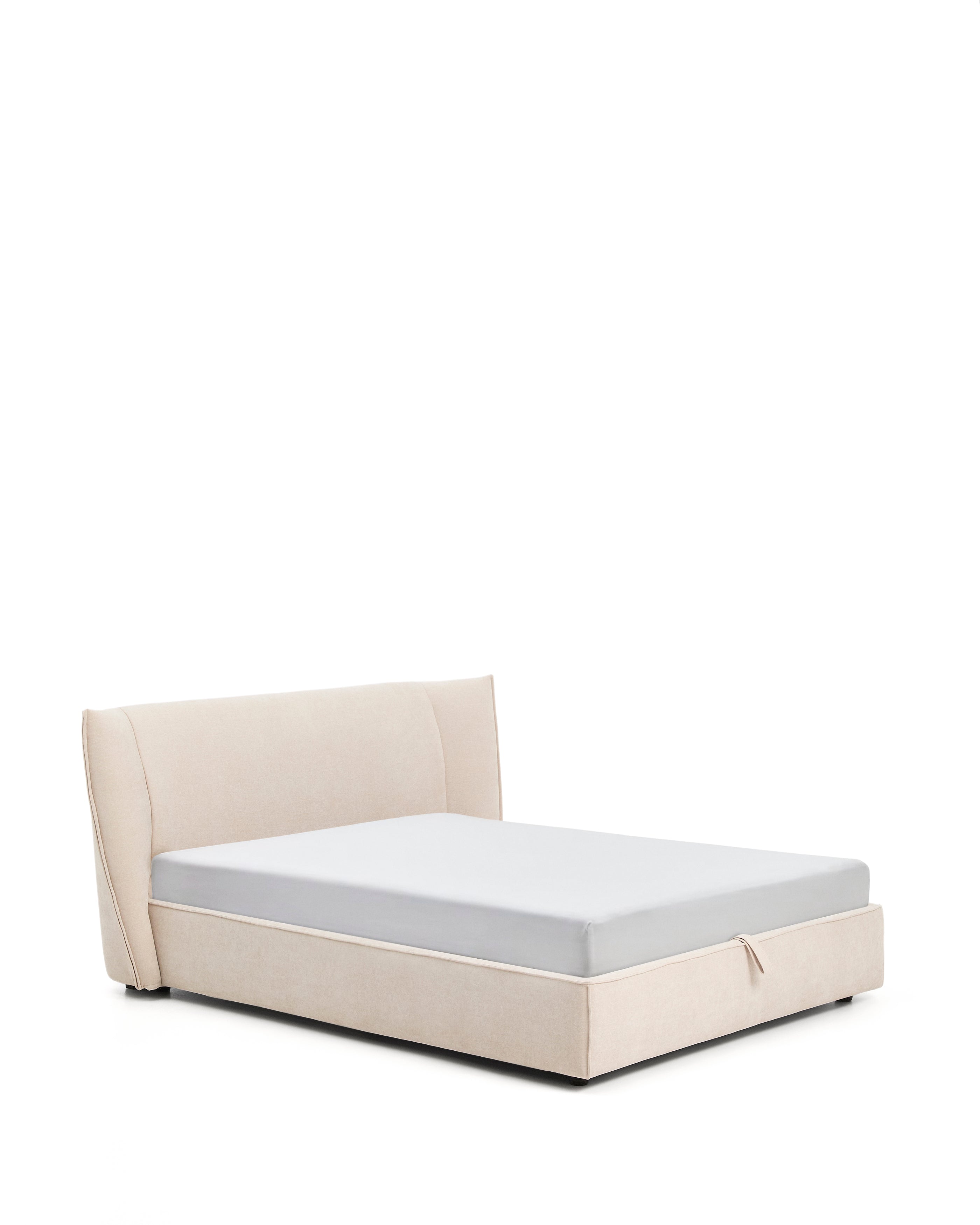 Arvian beige chenille bed with storage base and removable covers for mattress 160 x 200cm - Product Image