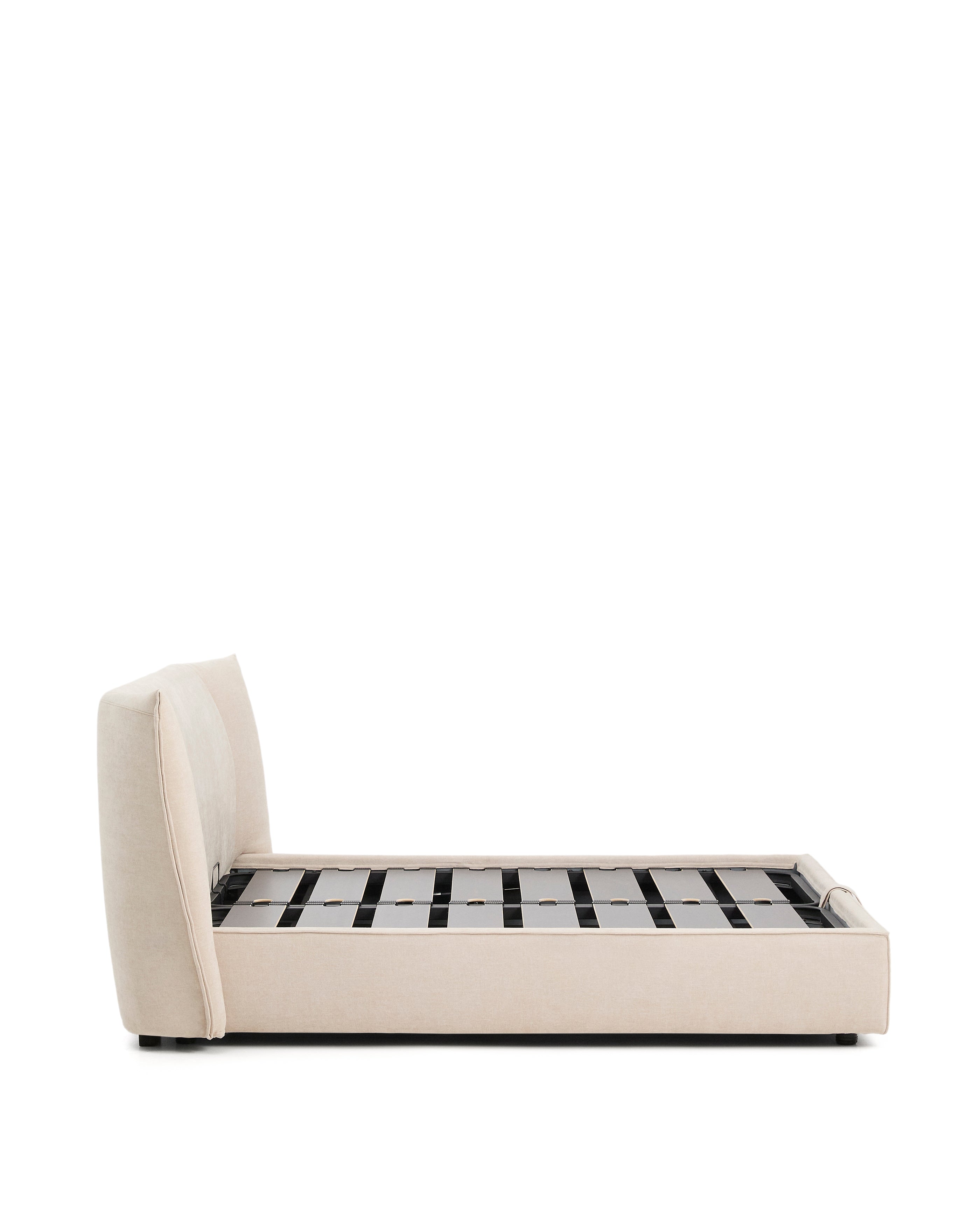 Arvian beige chenille bed with storage base and removable covers for mattress 160 x 200cm - Product Image