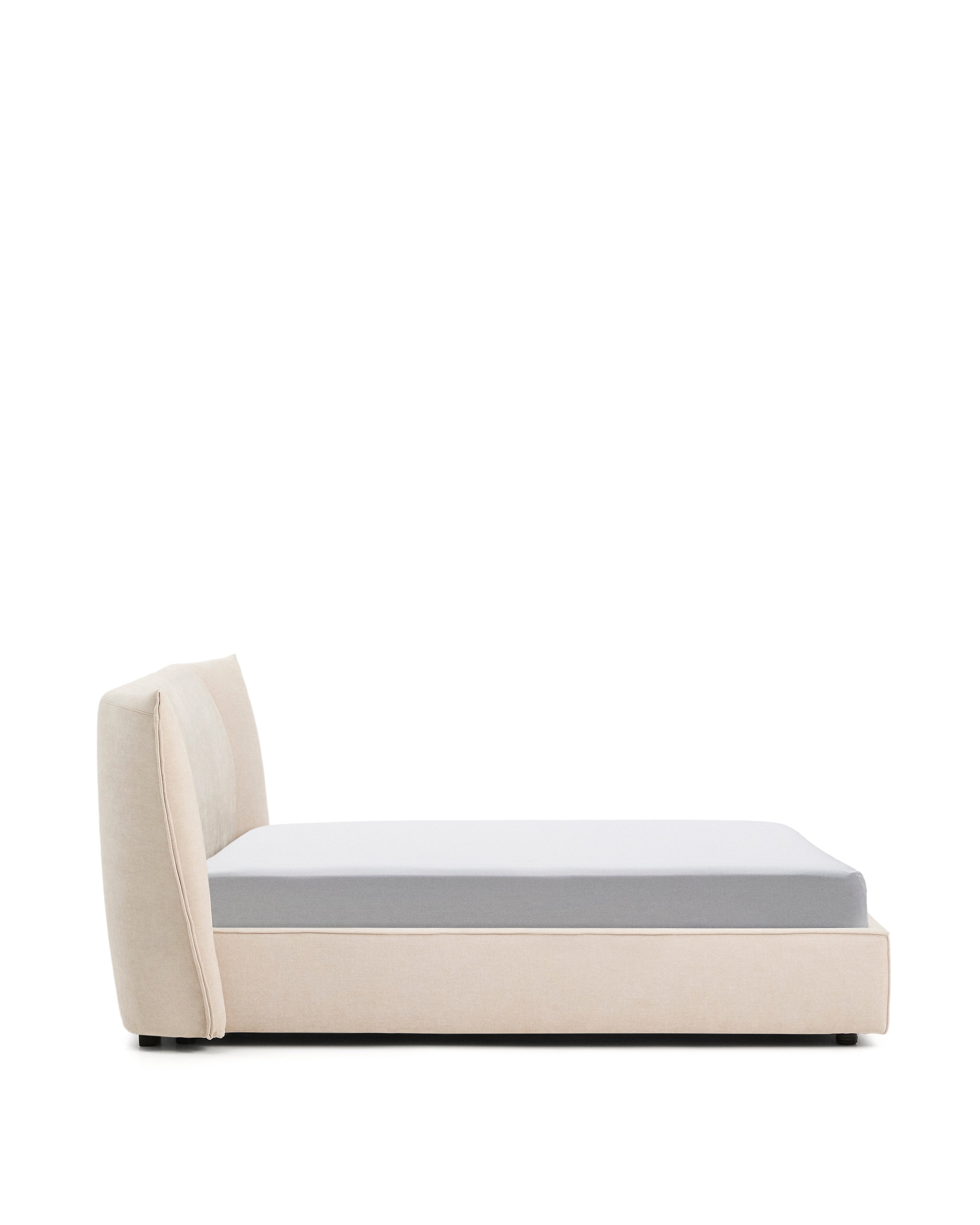 Arvian beige chenille bed with storage base and removable covers for mattress 160 x 200cm - Product Image
