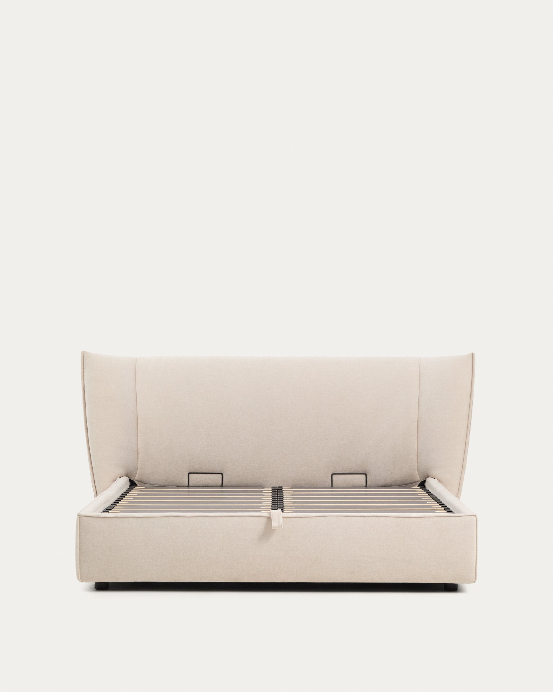 Arvian beige chenille bed with storage base and removable covers for mattress 160 x 200cm - Product View