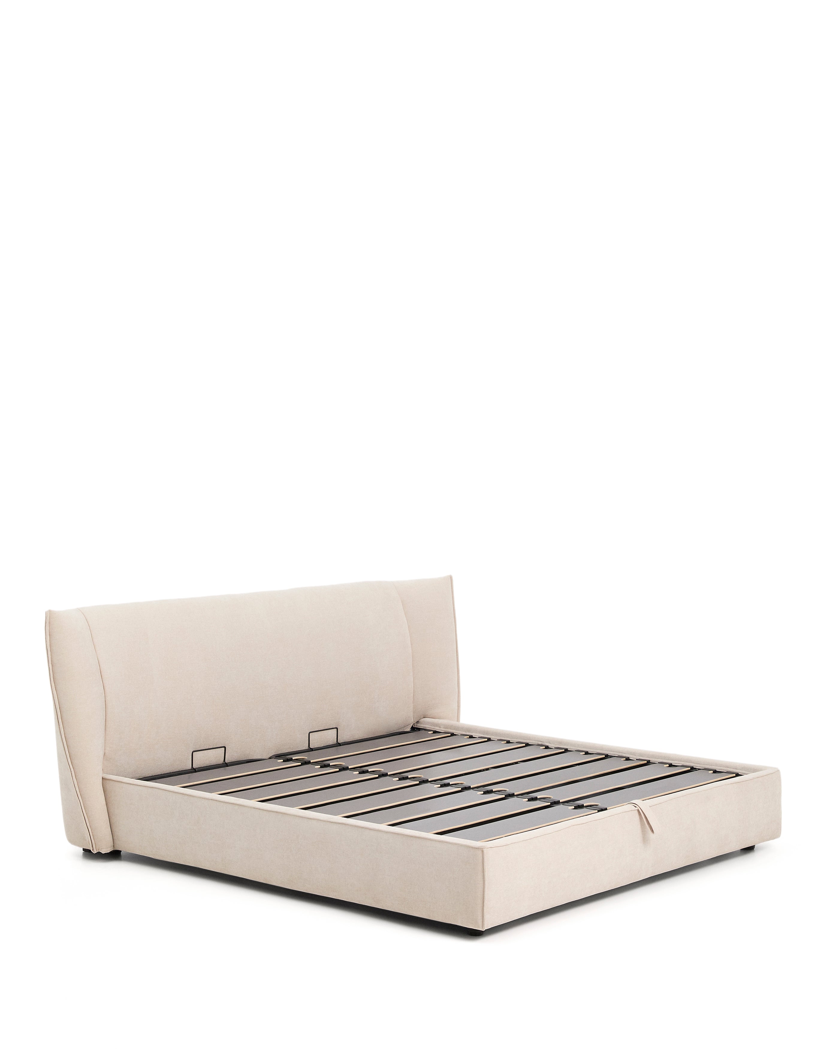 Arvian beige chenille bed with storage base and removable covers for mattress 180 x 200cm - Product Image