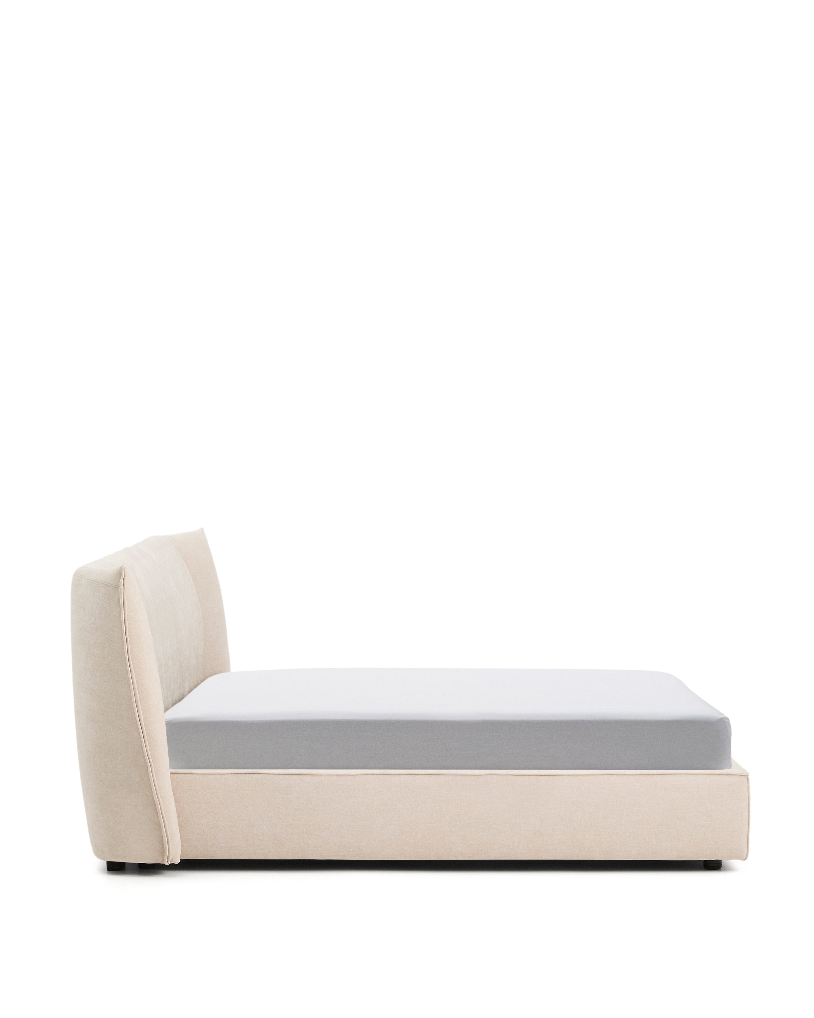 Arvian beige chenille bed with storage base and removable covers for mattress 180 x 200cm - Product Image