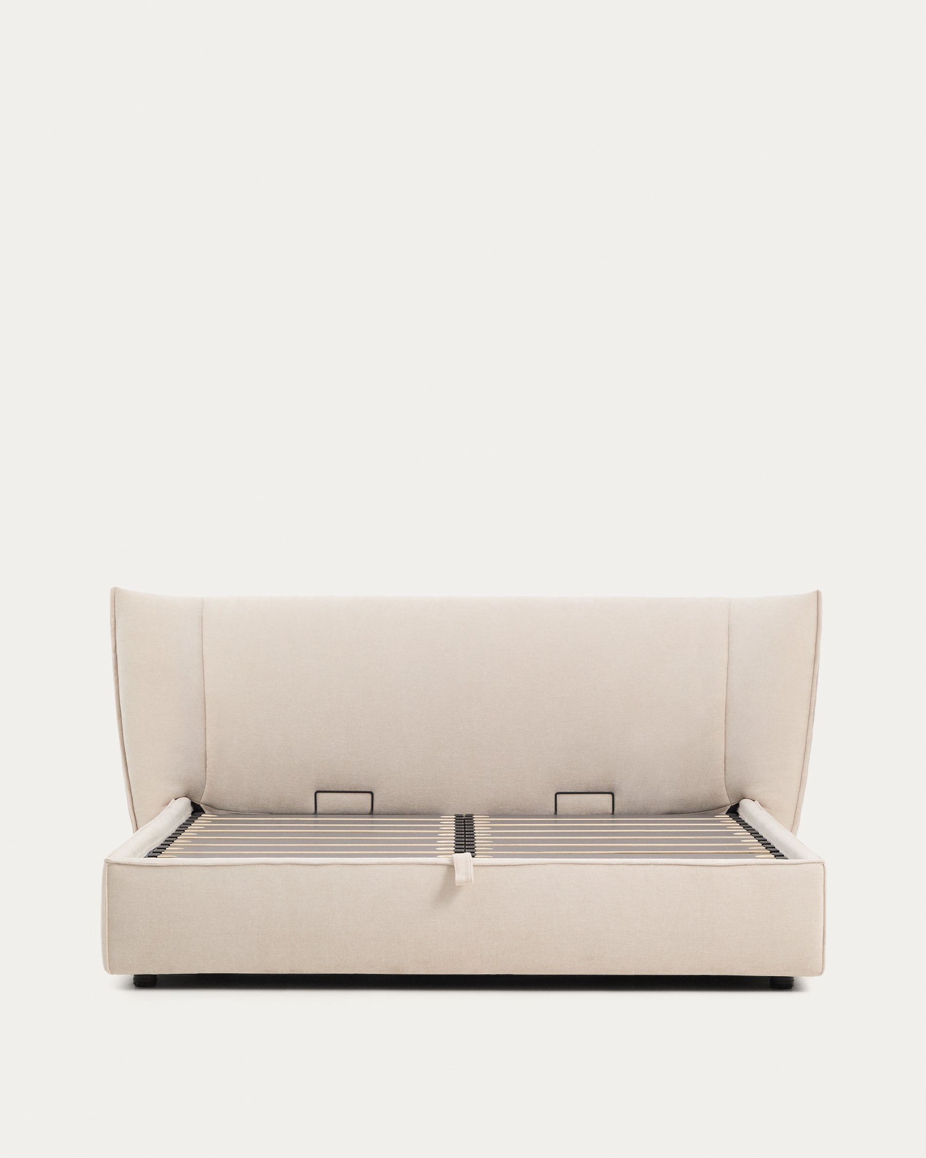 Arvian beige chenille bed with storage base and removable covers for mattress 180 x 200cm - Product View