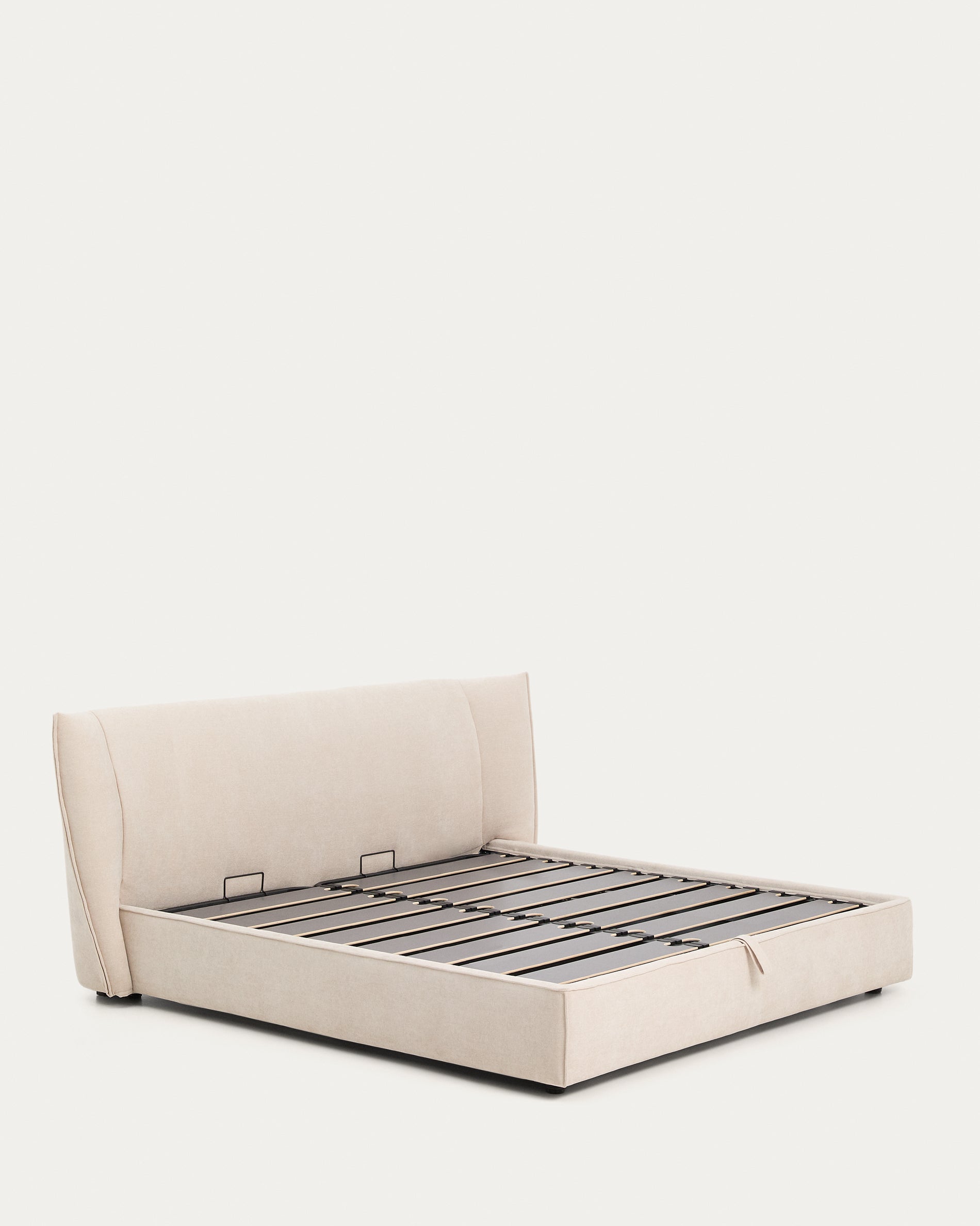 Arvian beige chenille bed with storage base and removable covers for mattress 180 x 200cm - Product View