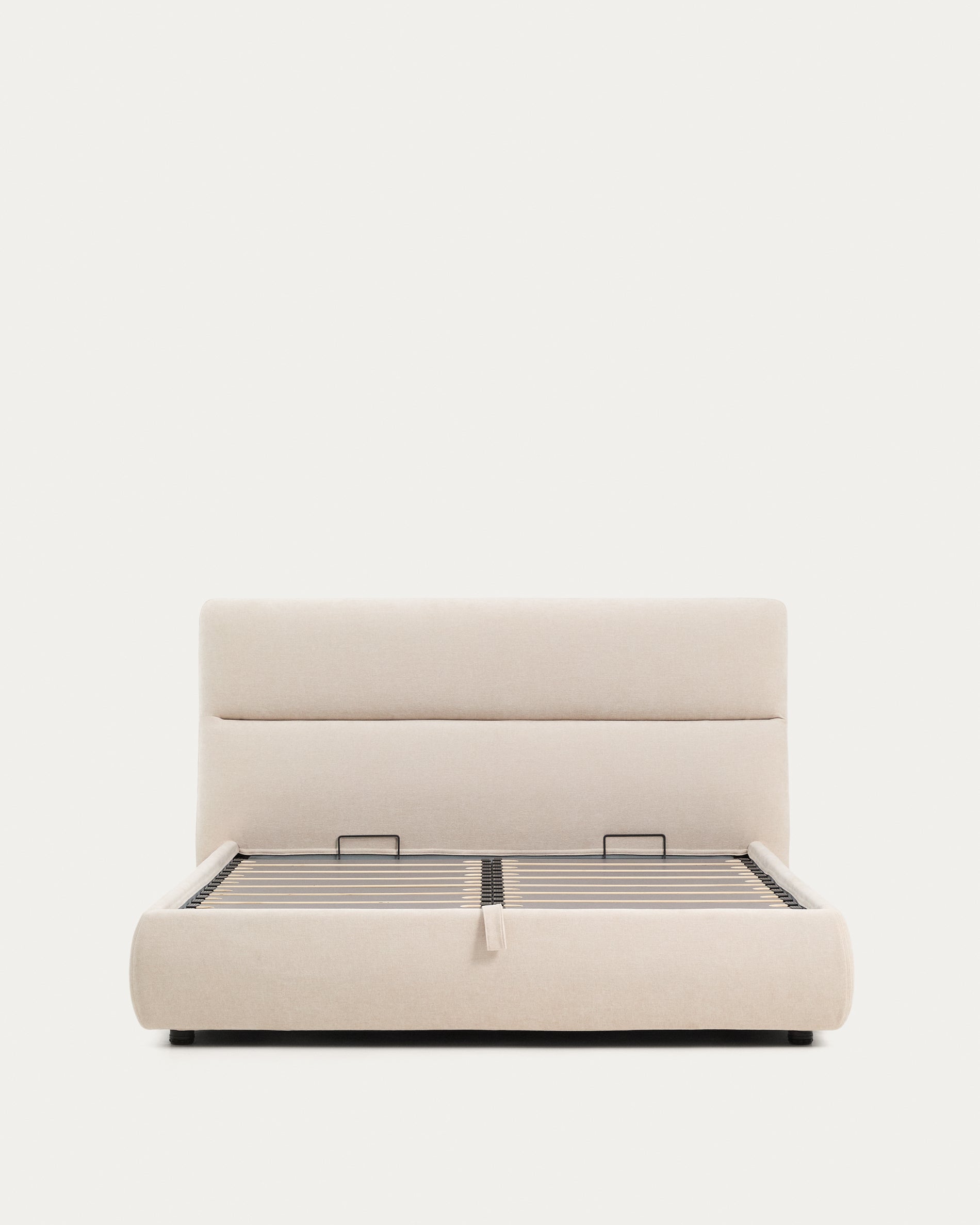 Dafra beige chenille bed with storage base and removable covers for mattress 160 x 200cm - Product View