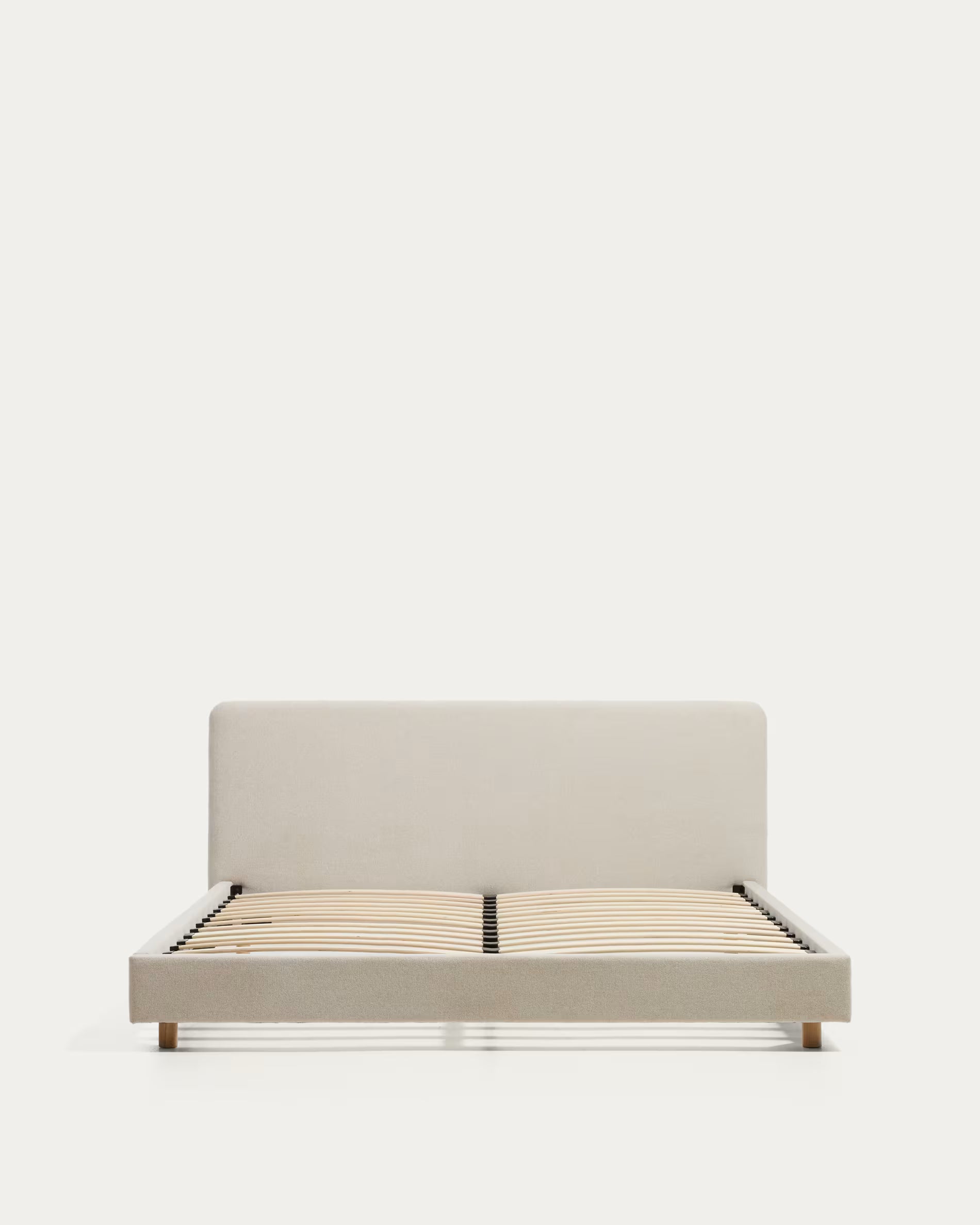 Selven beige chenille bed for 160 x 200cm mattress.