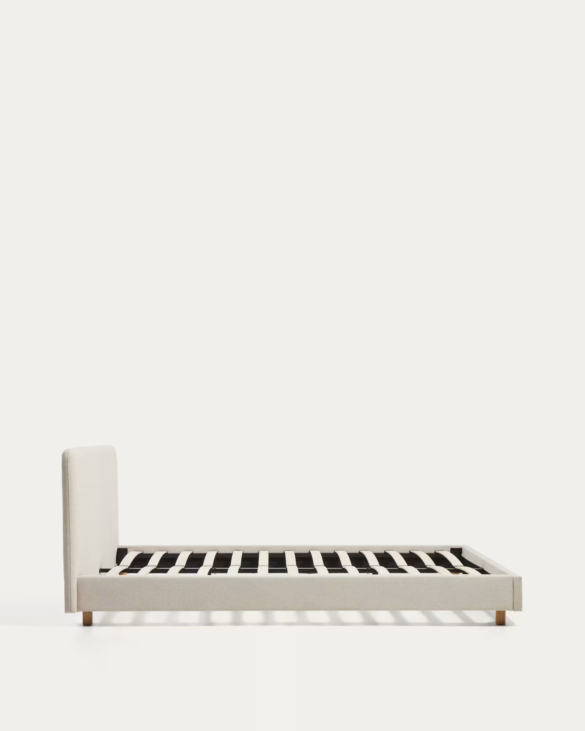 Selven beige chenille bed for 160 x 200cm mattress.