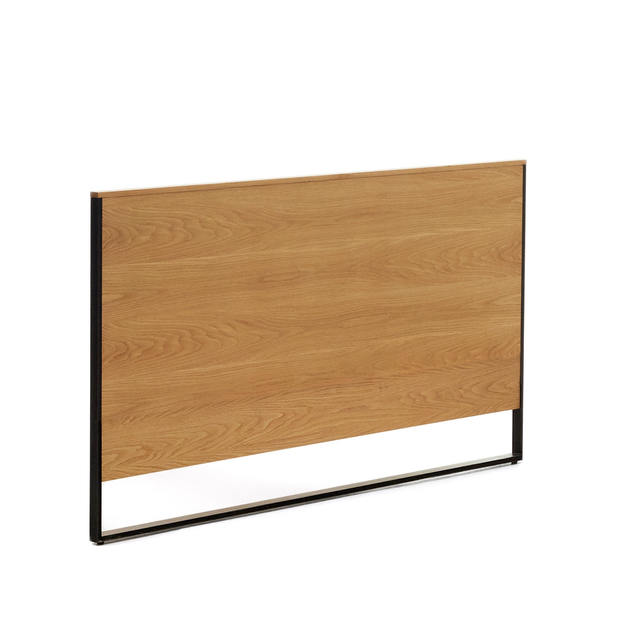 Taiana oak wood veneer headboard with steel legs in a painted black finish, 160 cm - Product Image