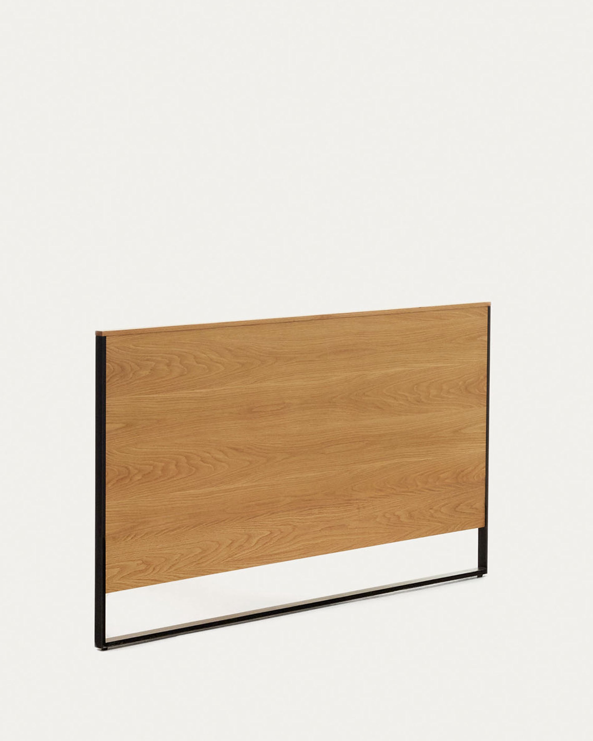Taiana oak wood veneer headboard with steel legs in a painted black finish, 160 cm - Product View