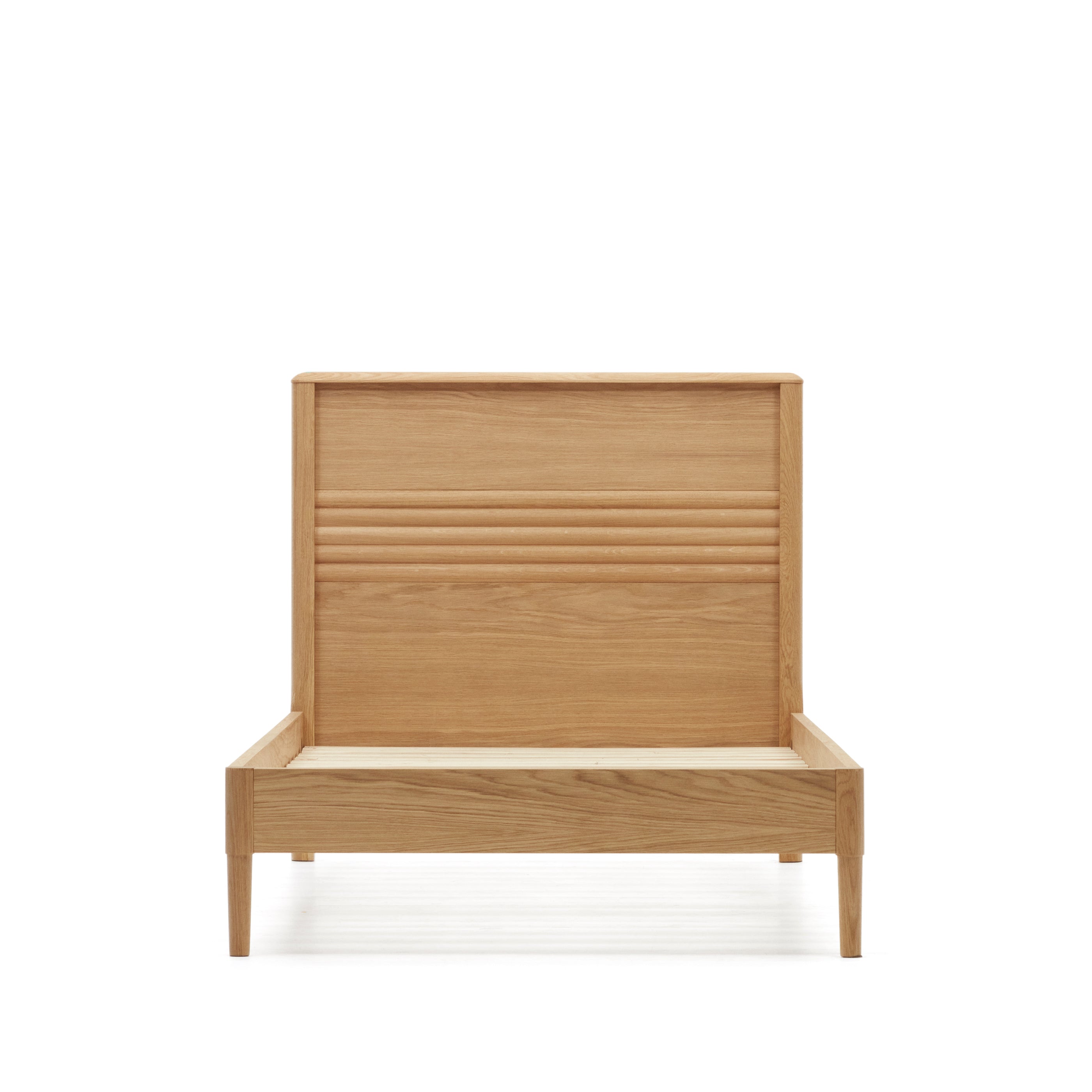 Lenon oak wood and veneer bed for 90 x 200 cm mattress, FSC MIX Credit - Product Image