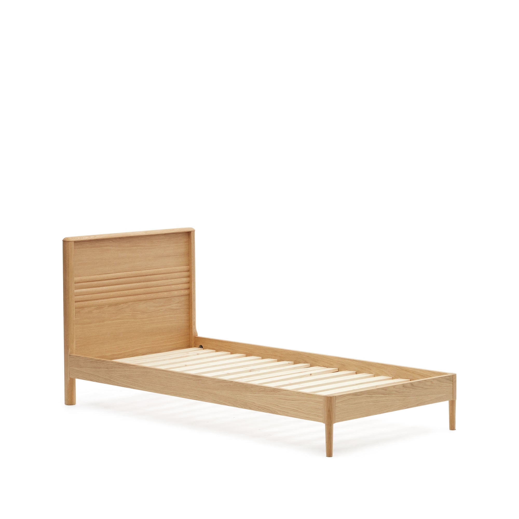Lenon oak wood and veneer bed for 90 x 200 cm mattress, FSC MIX Credit - Product Image
