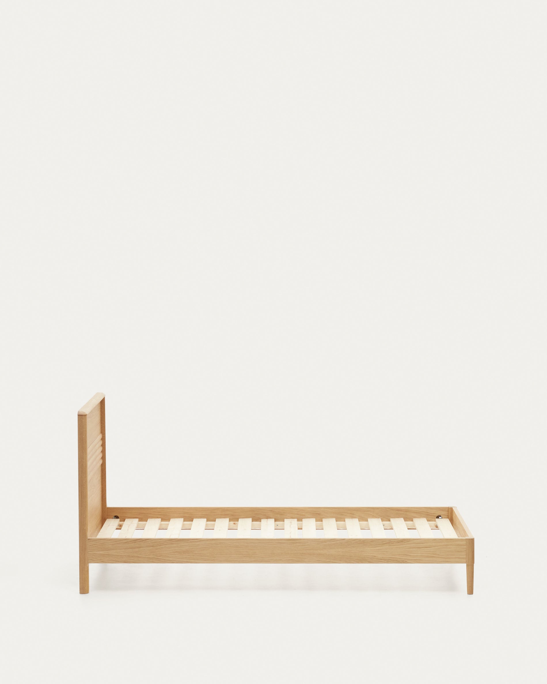Lenon oak wood and veneer bed for 90 x 200 cm mattress, FSC MIX Credit - Product View