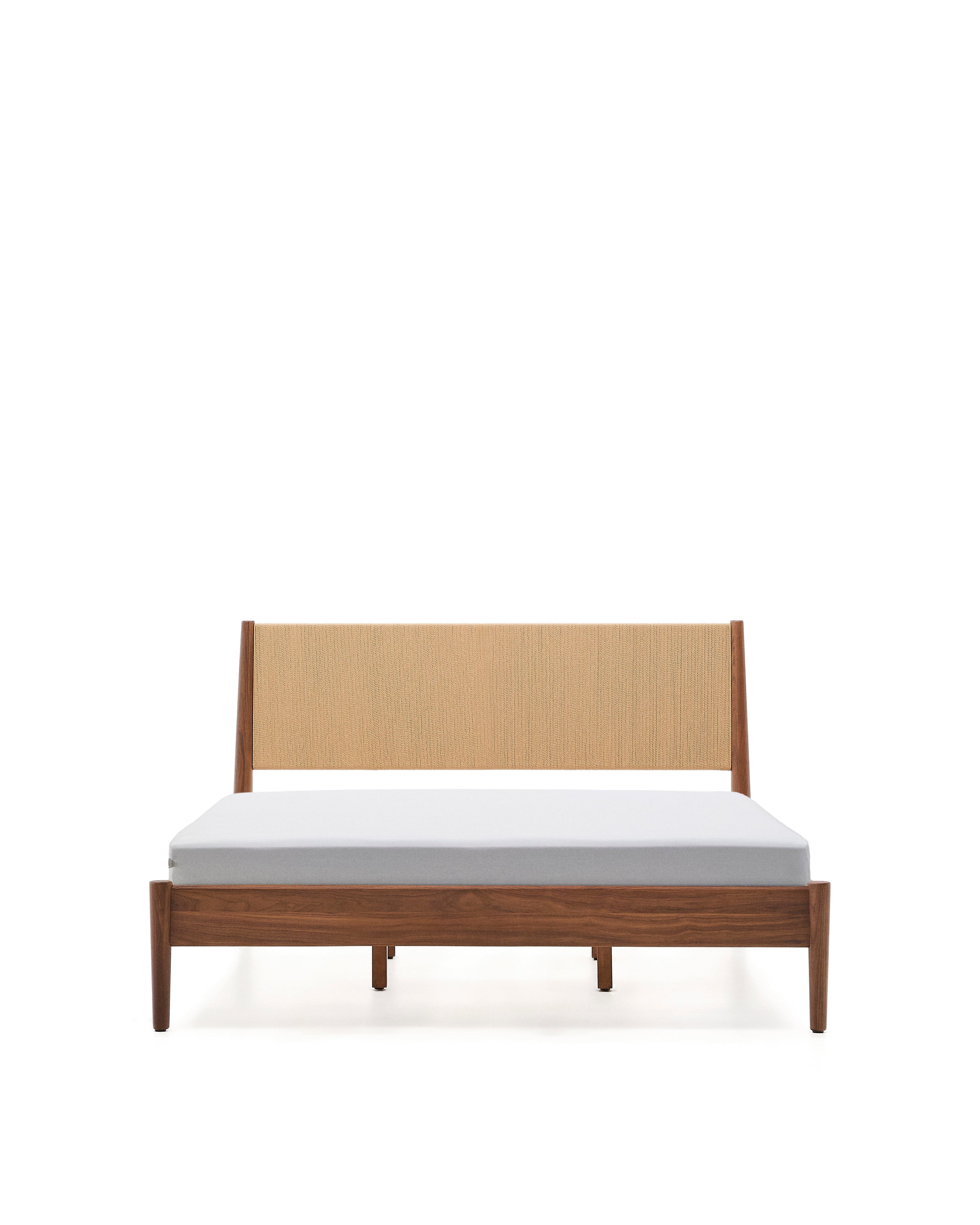 Elan bed in veneer and solid walnut wood with cord mattress 160 x 200 cm FSC Mix Credit - Product Image