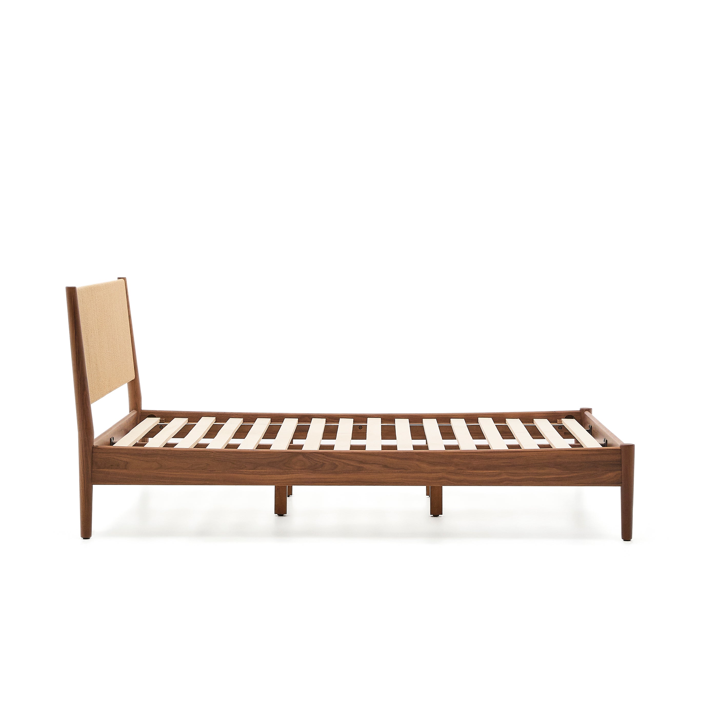 Elan bed in veneer and solid walnut wood with cord mattress 160 x 200 cm FSC Mix Credit - Product Image