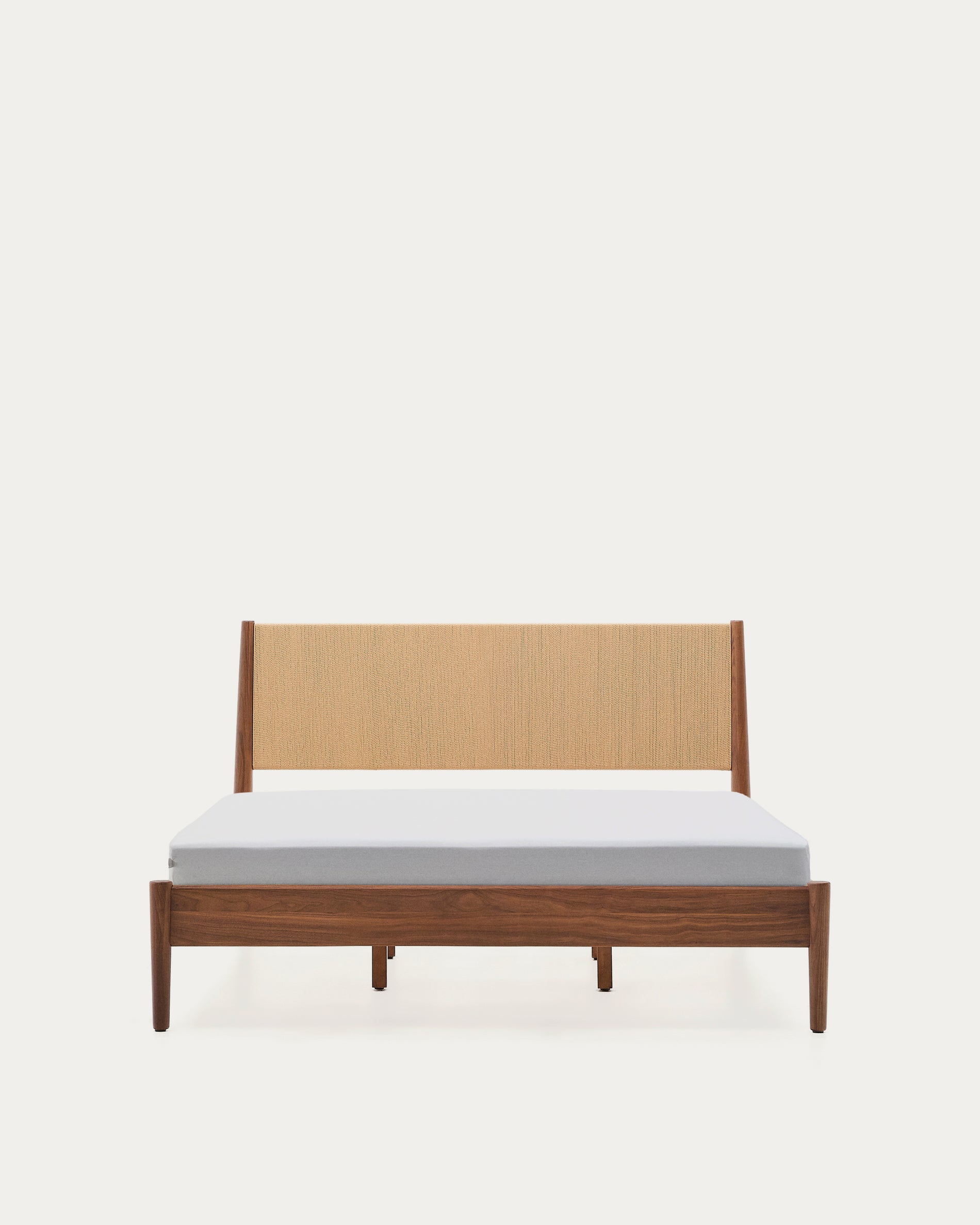 Elan bed in veneer and solid walnut wood with cord mattress 160 x 200 cm FSC Mix Credit - Product View
