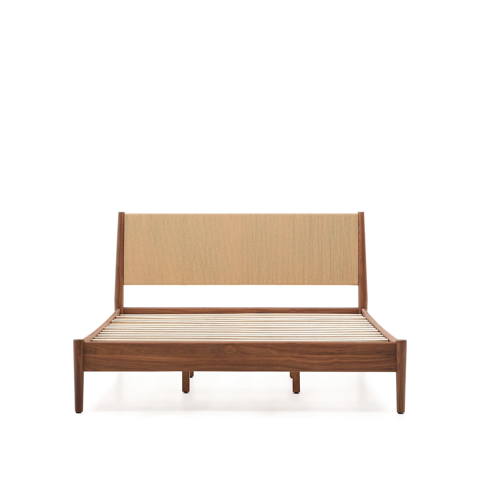 Elan bed in veneered and solid walnut with cord 180 x 200 cm FSC Mix Credit